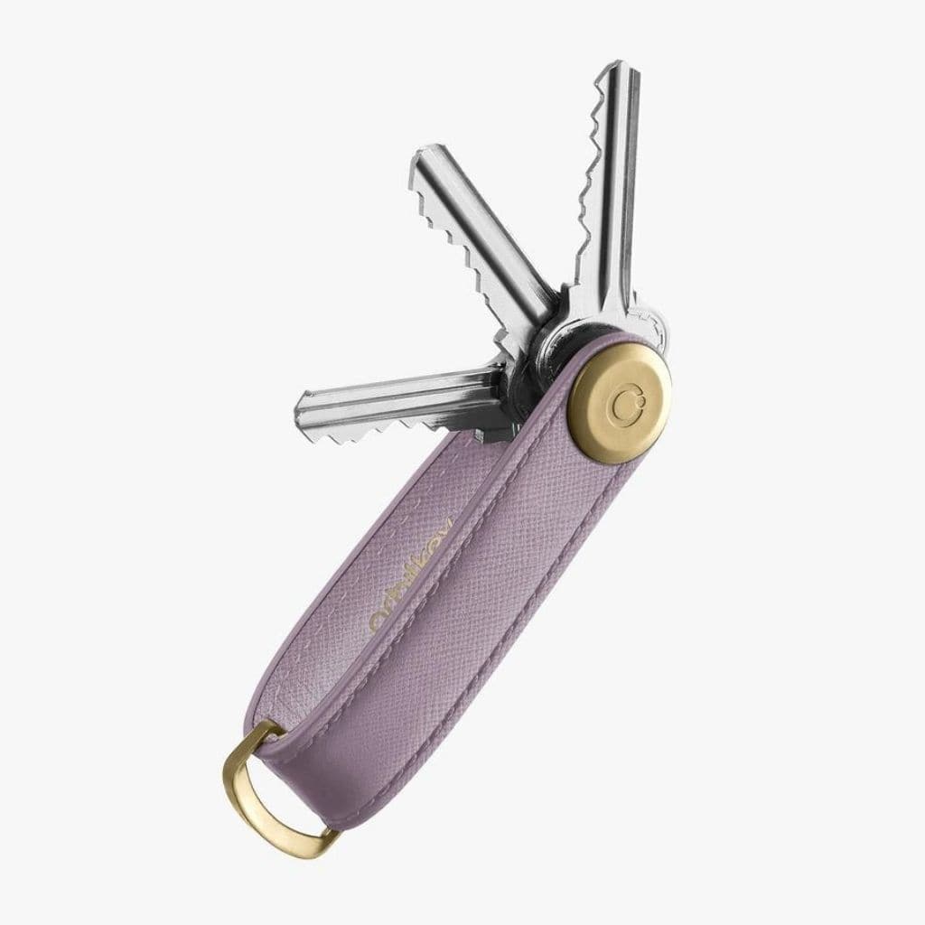 Orbitkey Saffiano Leather 2.0 Key Organizer - Premium Key Holder for Men & Women - Compact Keychain Wallet with RFID Protection - Perfect for Home, Office & Travel (Lilac)