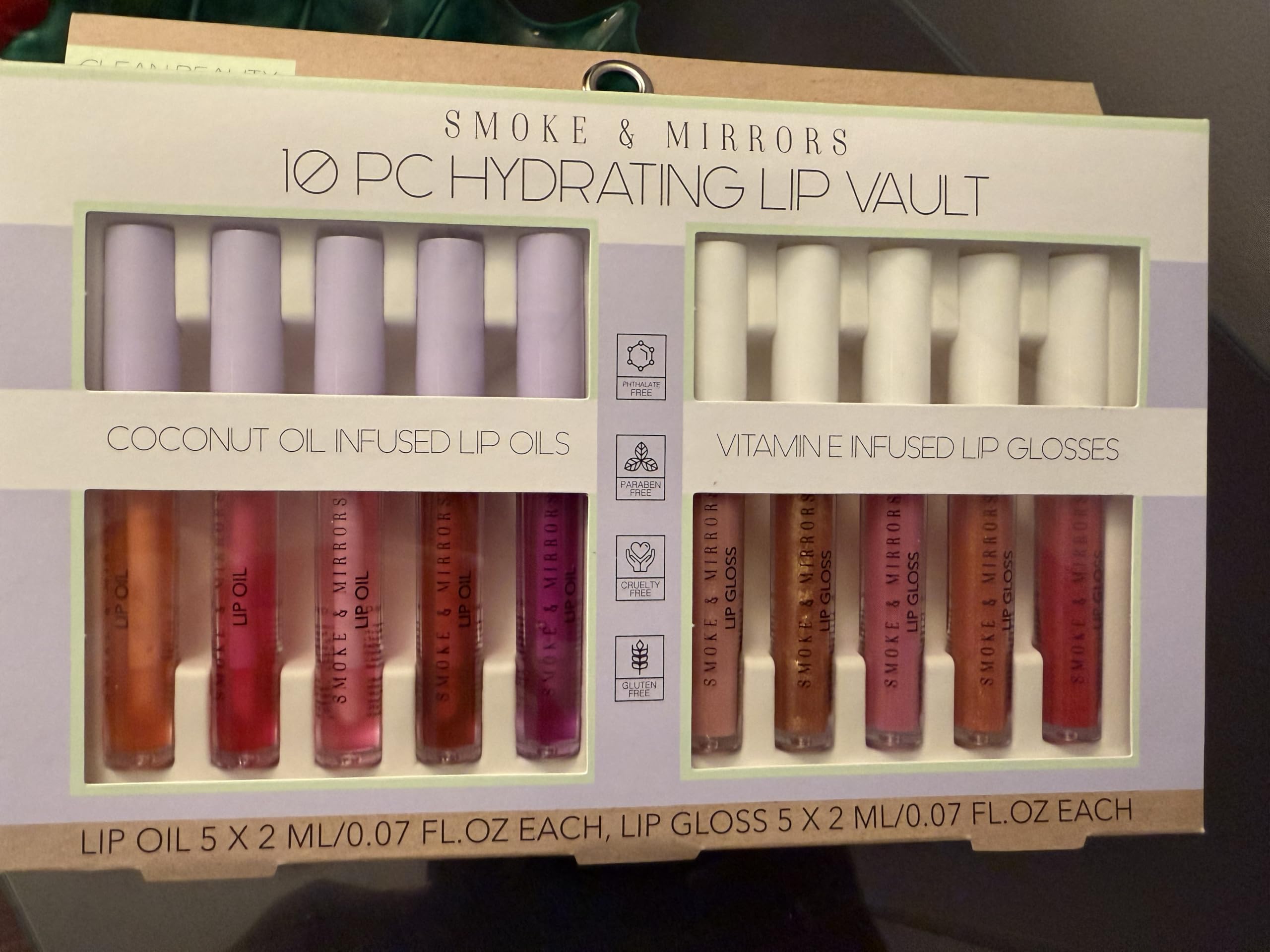 Smoke & Mirrors 10-Piece Hydrating Lip Vault Set - Coconut Oil Infused Lip Oils & Vitamin Enriched Lip Glosses for Soft, Plump Lips | Perfect for Daily Moisture, Night Care & Makeup Looks