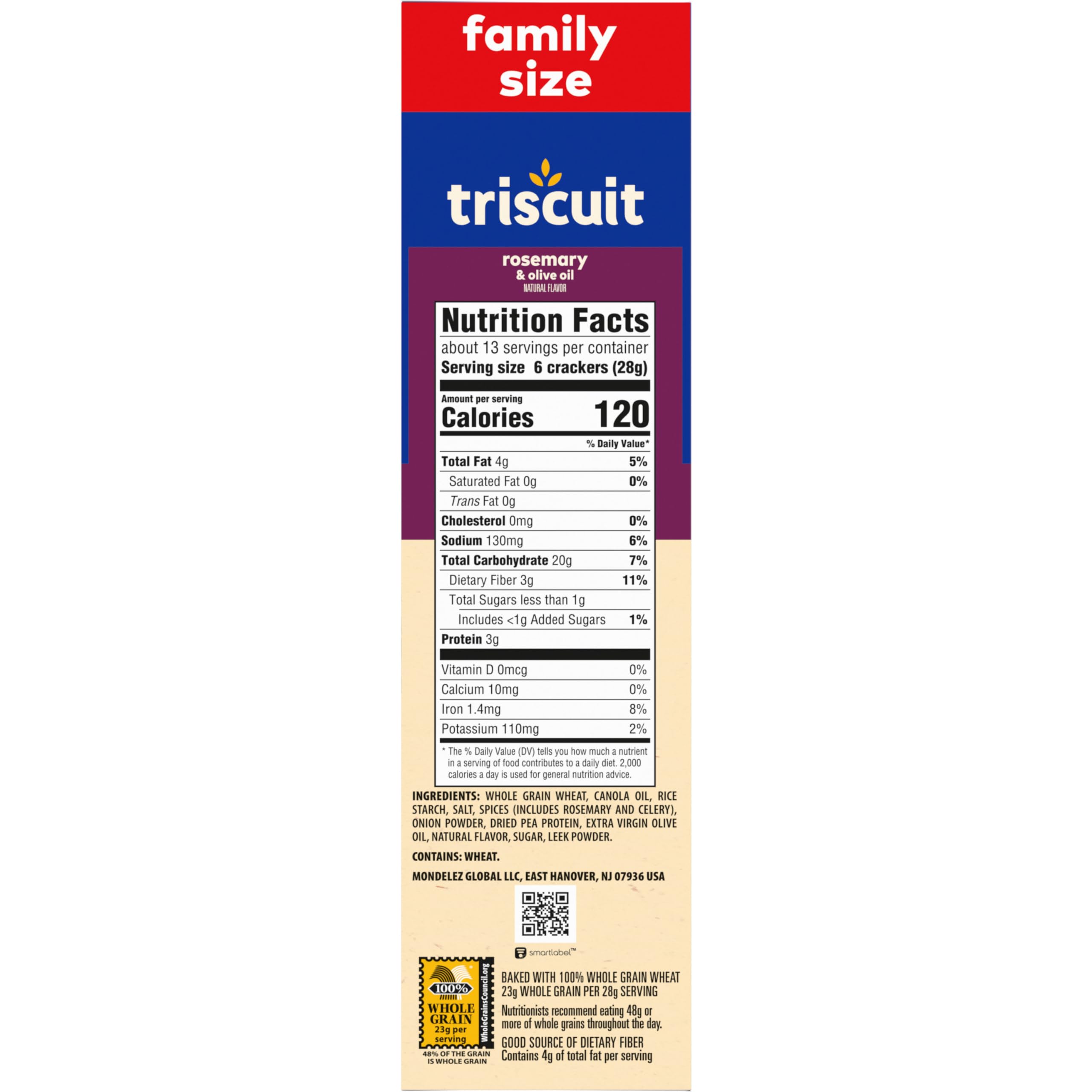 Triscuit Rosemary & Olive Oil Whole Grain Wheat Crackers - Healthy Lunch Snacks, Bulk Family Size (6 Pack, 12.5 oz Boxes) - Perfect for Office, School & Picnic Snacking