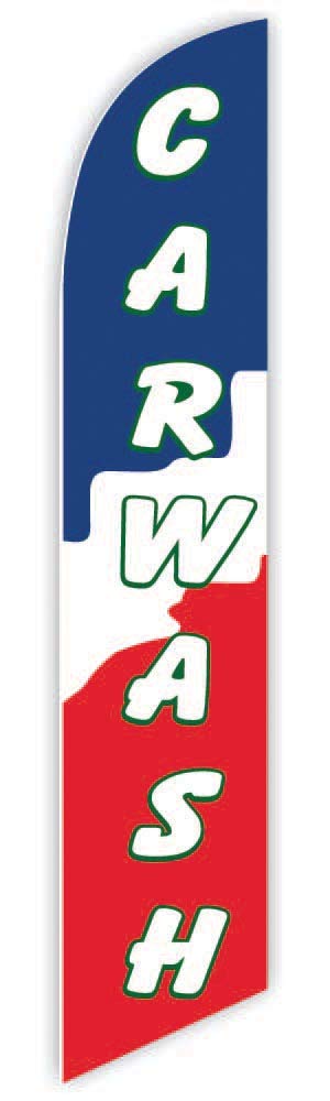 12ft Car Wash Advertising Feather Flag - Blue/Red Replacement Flag (No Pole Set Included) | Perfect for Car Wash Businesses, Gas Stations & Auto Detailing Promotions