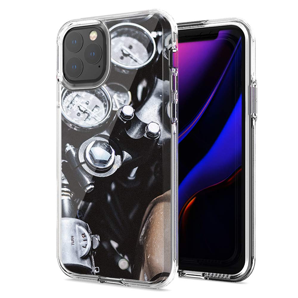 Vintage Motorcycle Design Double Layer Shockproof Case for Apple iPhone 12 Pro/12 - Durable Protective Cover for Everyday Use & Outdoor Activities