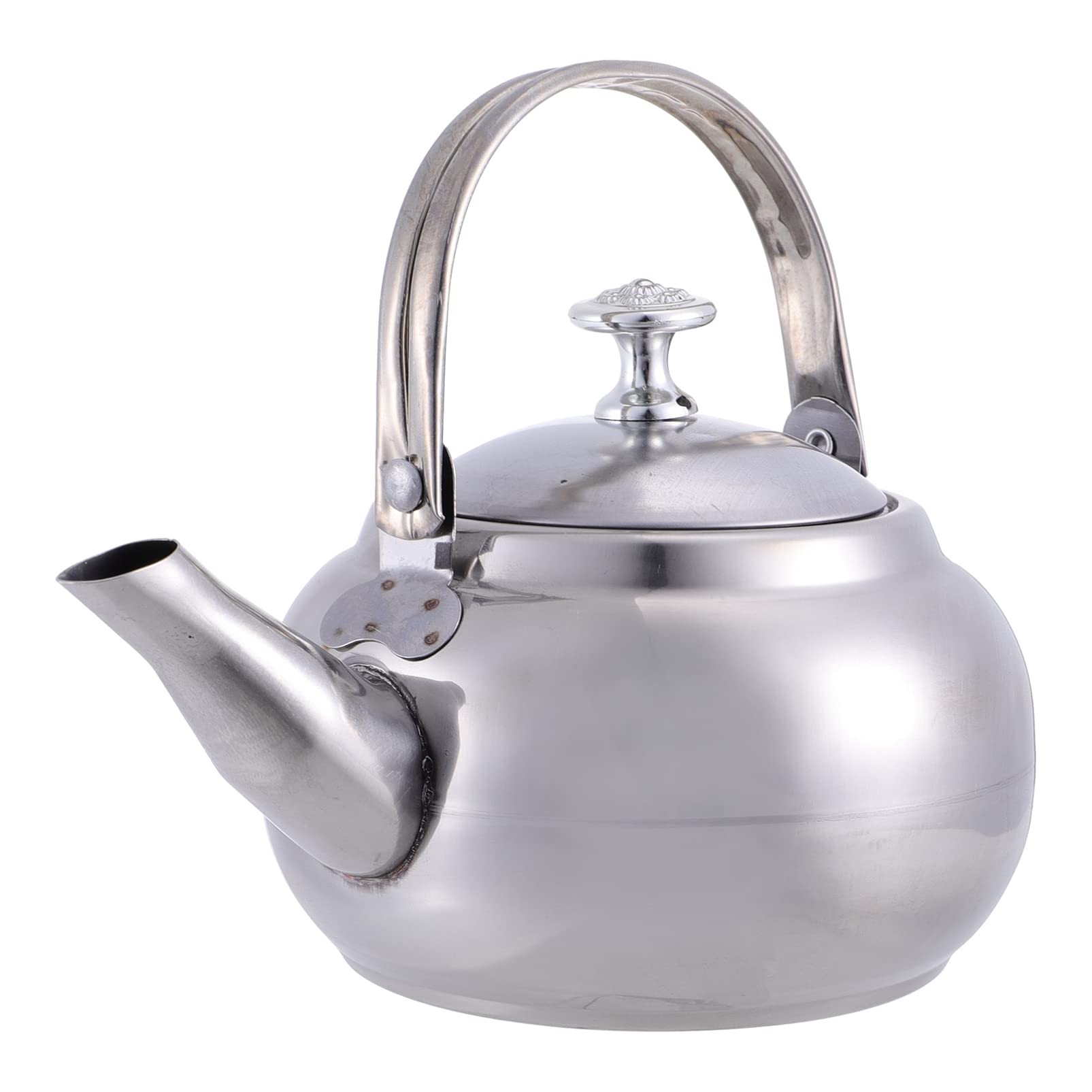 Hemoton Stainless Steel Whistling Tea Kettle - 1.5L Stovetop Teapot with Removable Strainer, Portable Camping & Travel Kettle, Silver - Perfect for Home, Office, Outdoor Picnics & Tea Parties