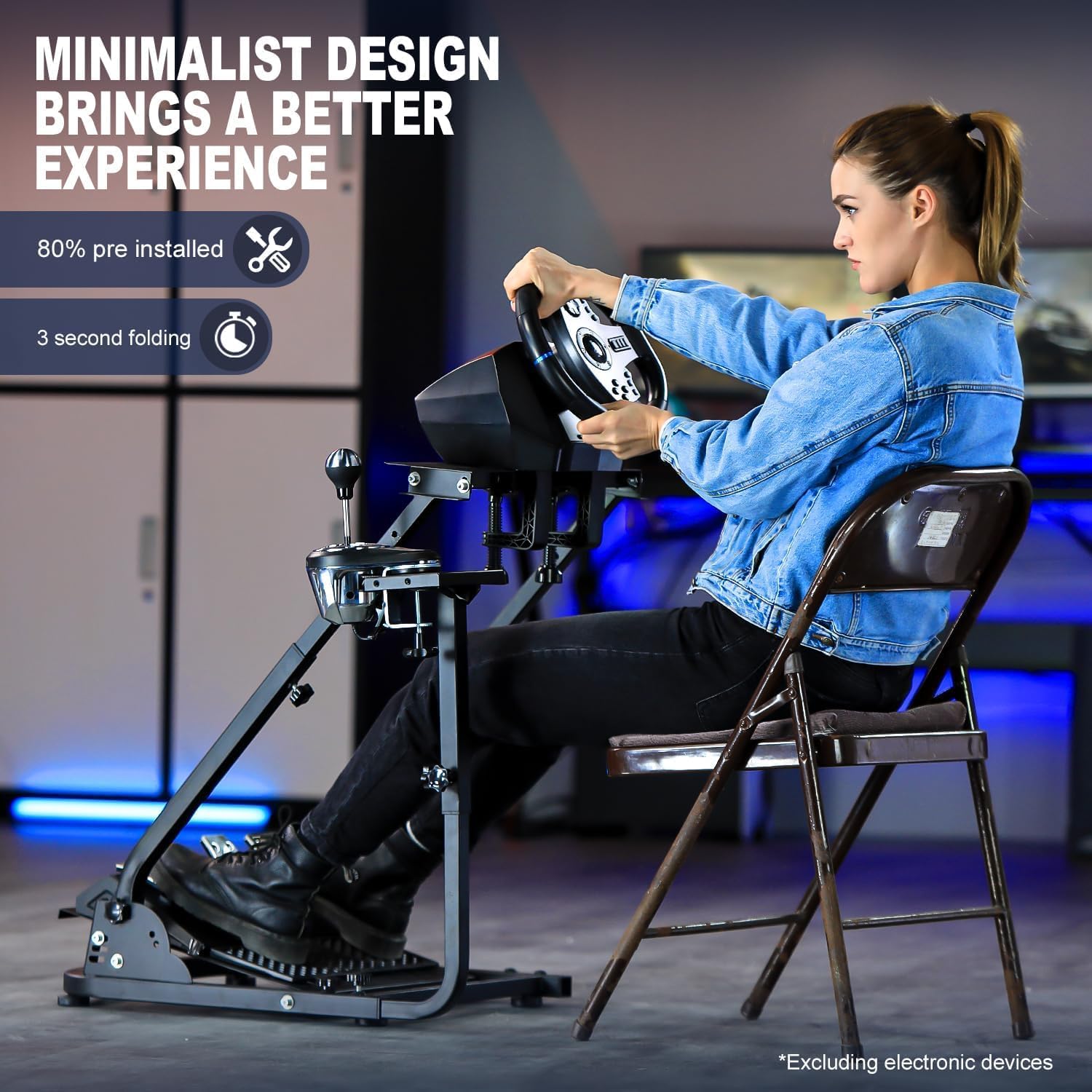 Marada G920 Racing Steering Wheel Stand with Shifter Mount - Compatible with Thrustmaster, PXN, Logitech G29 & G923 - Height Adjustable Simulator Frame (Wheel, Pedals & Gear Lever Not Included) - Perfect for Home Racing Simulator Setup & Gaming Accessories