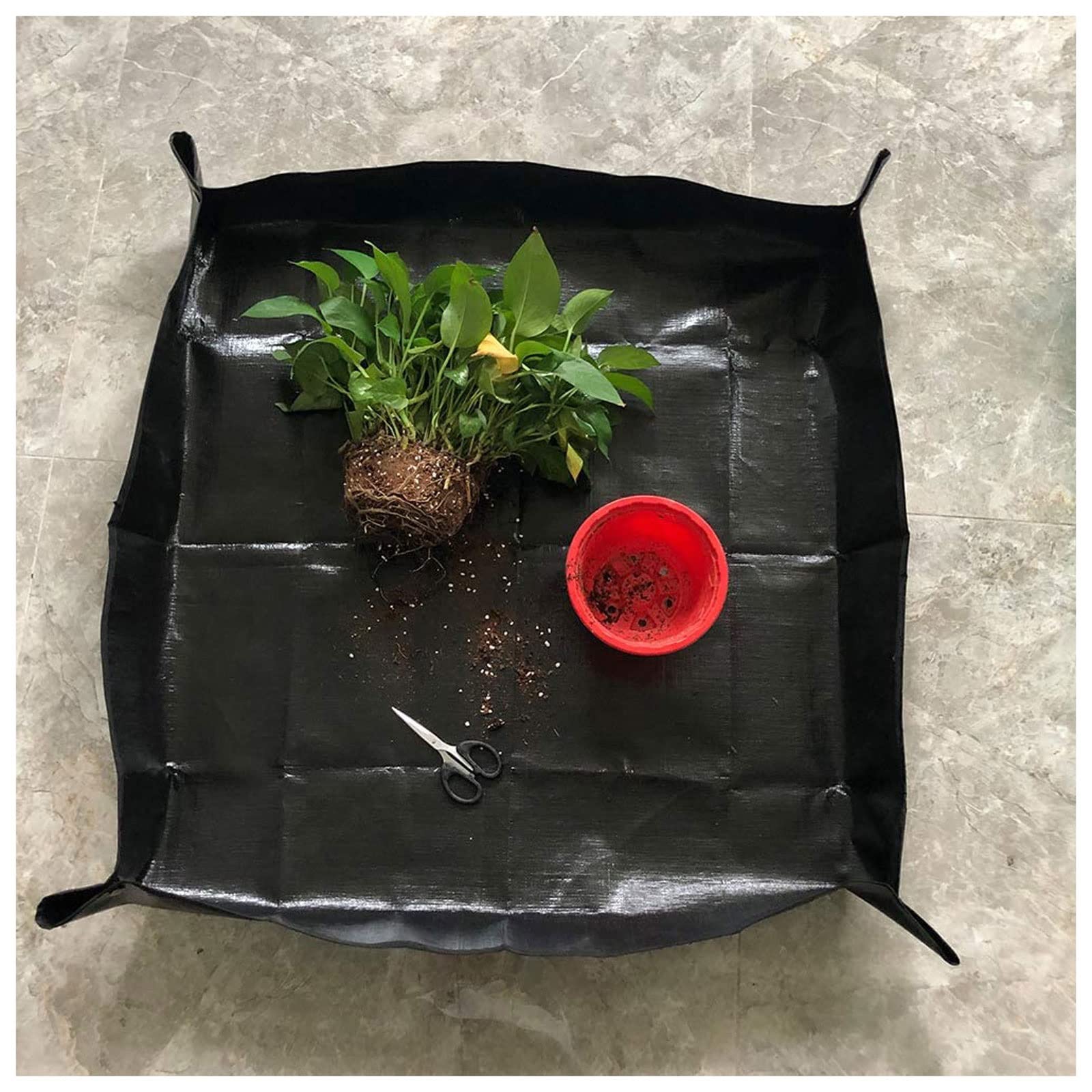 Foldable Waterproof Gardening Mat - 50x50cm PE Plant Repotting Pad for Transplanting Flower Pots | Portable Potting Mat for Indoor/Outdoor Gardening, Balcony & Greenhouse Use