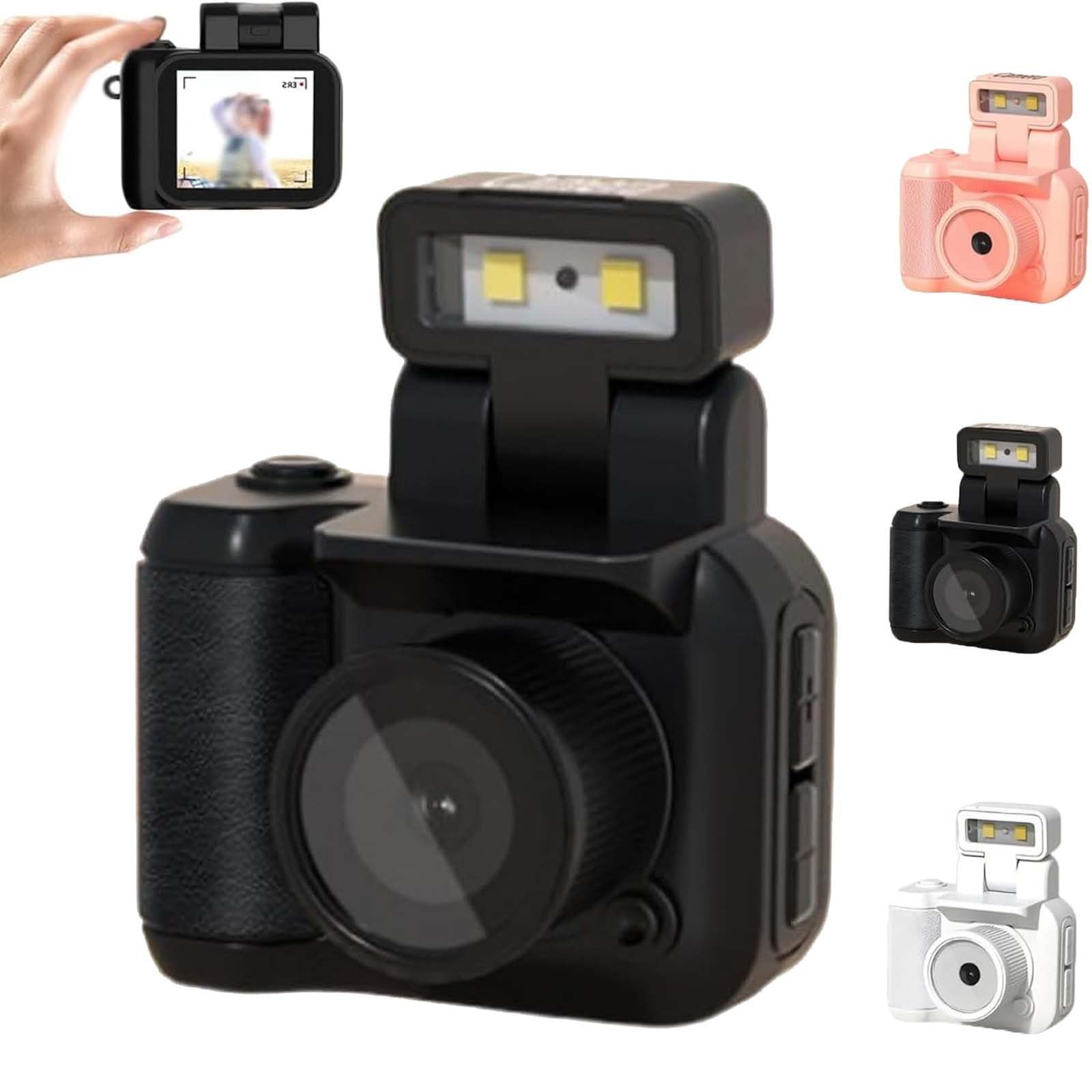 Retro Scope Mini Camera 1080P HD - Portable Vintage Video Recorder with LED Flash, 128GB Memory, Easy to Use (Black) - Perfect for Travel Vlogging, Family Events & Outdoor Adventures