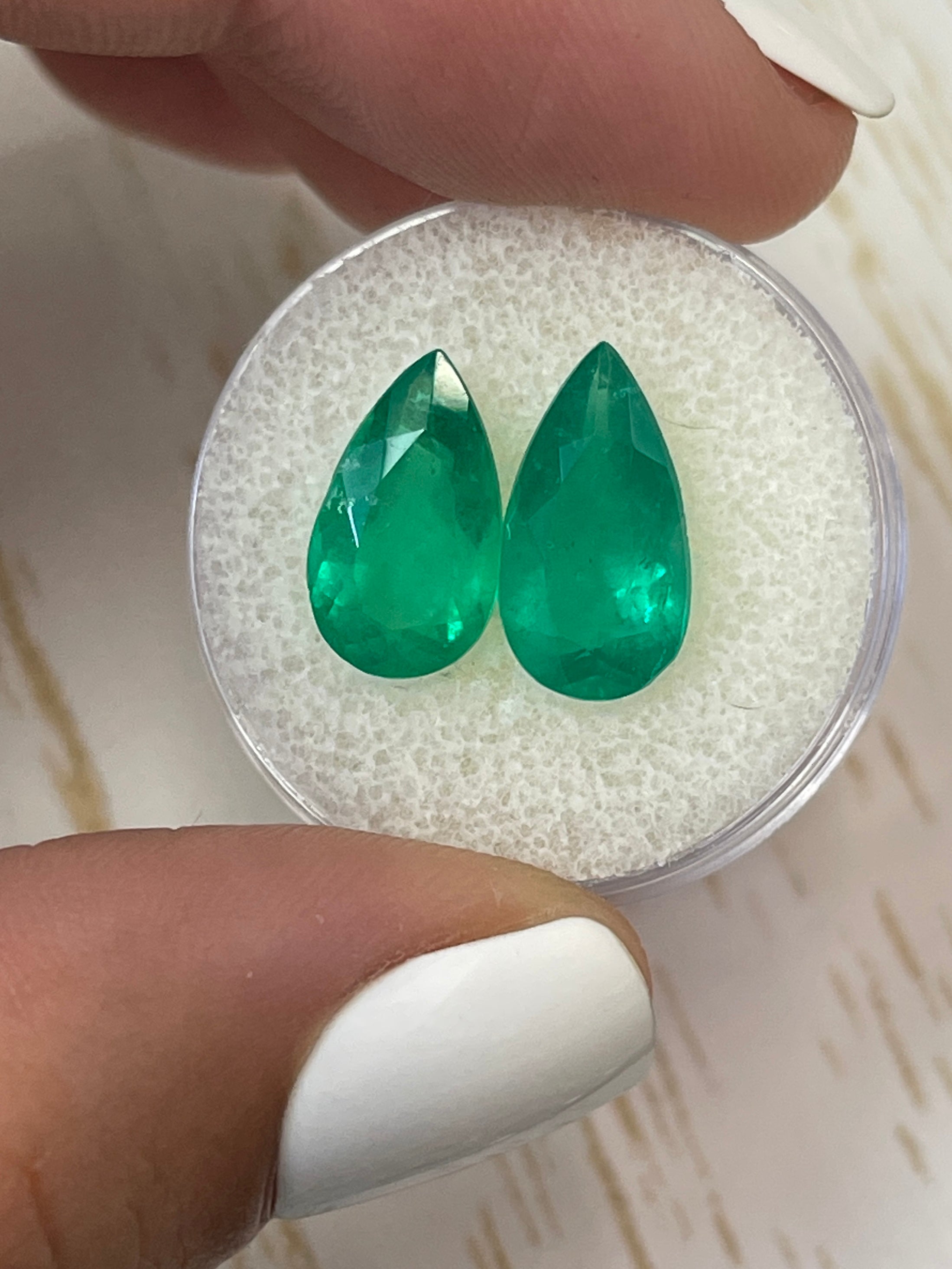 5.82tcw 14x8 Matching Loose Colombian Emeralds Pear Cut - Natural Green Gemstones for Jewelry Making, Engagement Rings & Luxury Gifts