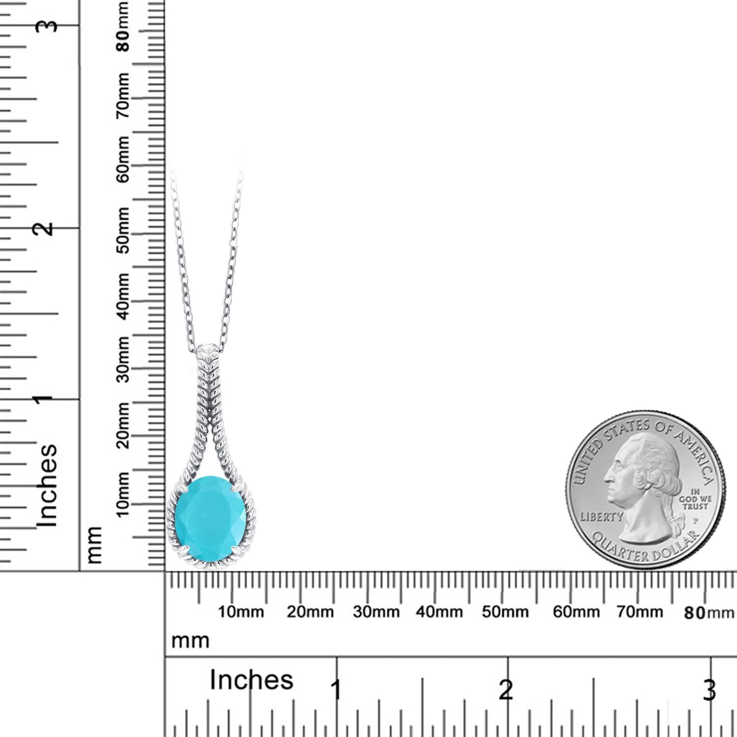 Gem Stone King 925 Sterling Silver 12X10MM Oval Birthstone Necklace for Women | Twisted Rope Solitaire Pendant with 18 Inch Silver Chain | Perfect Gift for Birthday, Anniversary & Mother's Day