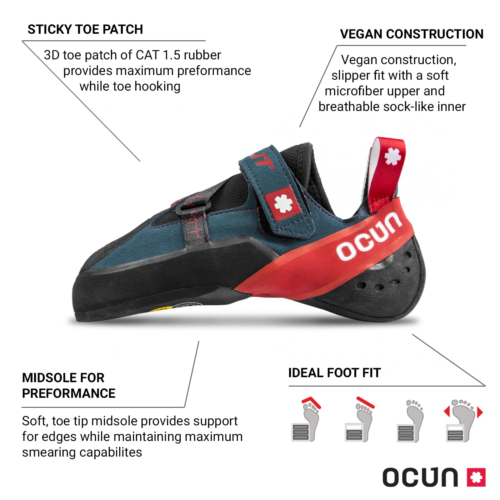 Ocun Bullit Bouldering Shoes - High-Performance Rock Climbing Shoes for Indoor & Outdoor Climbing | Perfect for Bouldering, Sport Climbing, and Gym Training