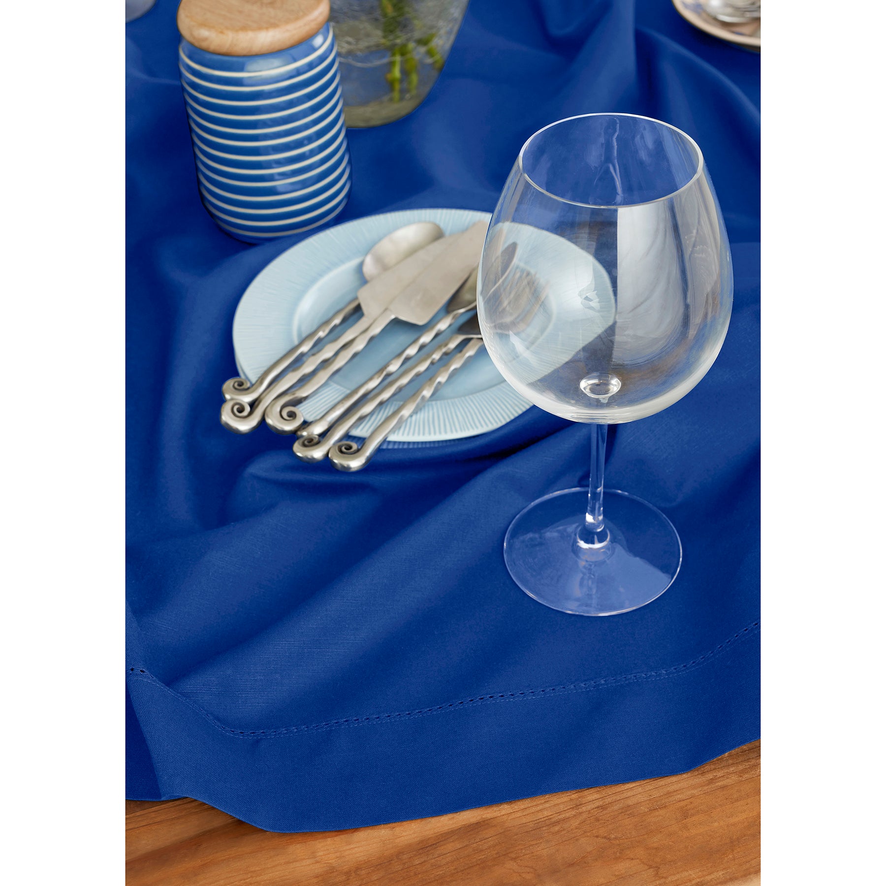 Premium Cotton Linen Hemstitch Table Throw - Elegant Decorative Table Runner for Dining Room, Wedding, Party & Home Decor