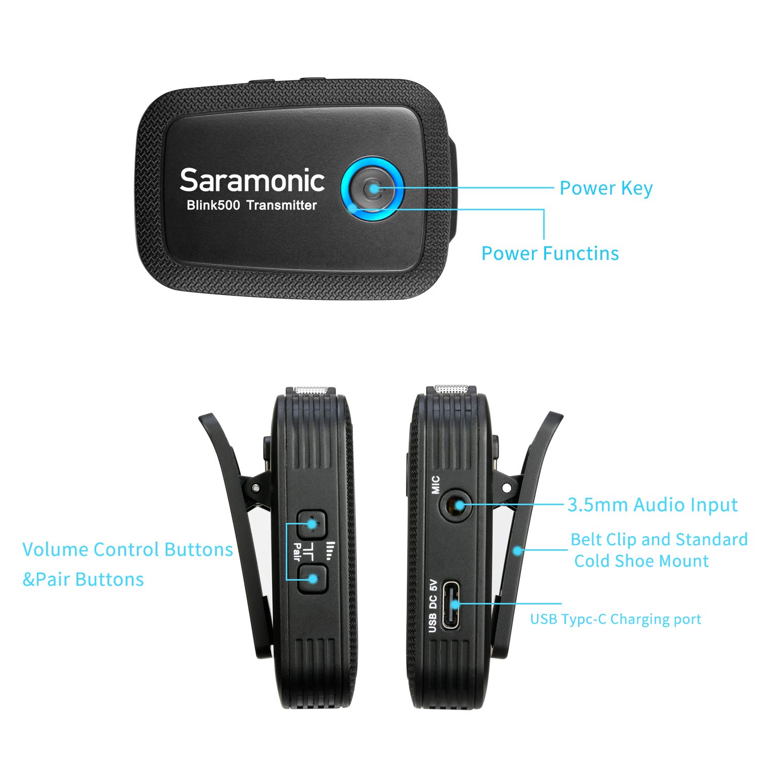 Saramonic Blink500 B5 2.4GHz Wireless Lavalier Microphone System - Ultra Compact USB-C Receiver for Android, iPhone, DSLR | Perfect for YouTube, Vlogging, Live Streaming & Interviews