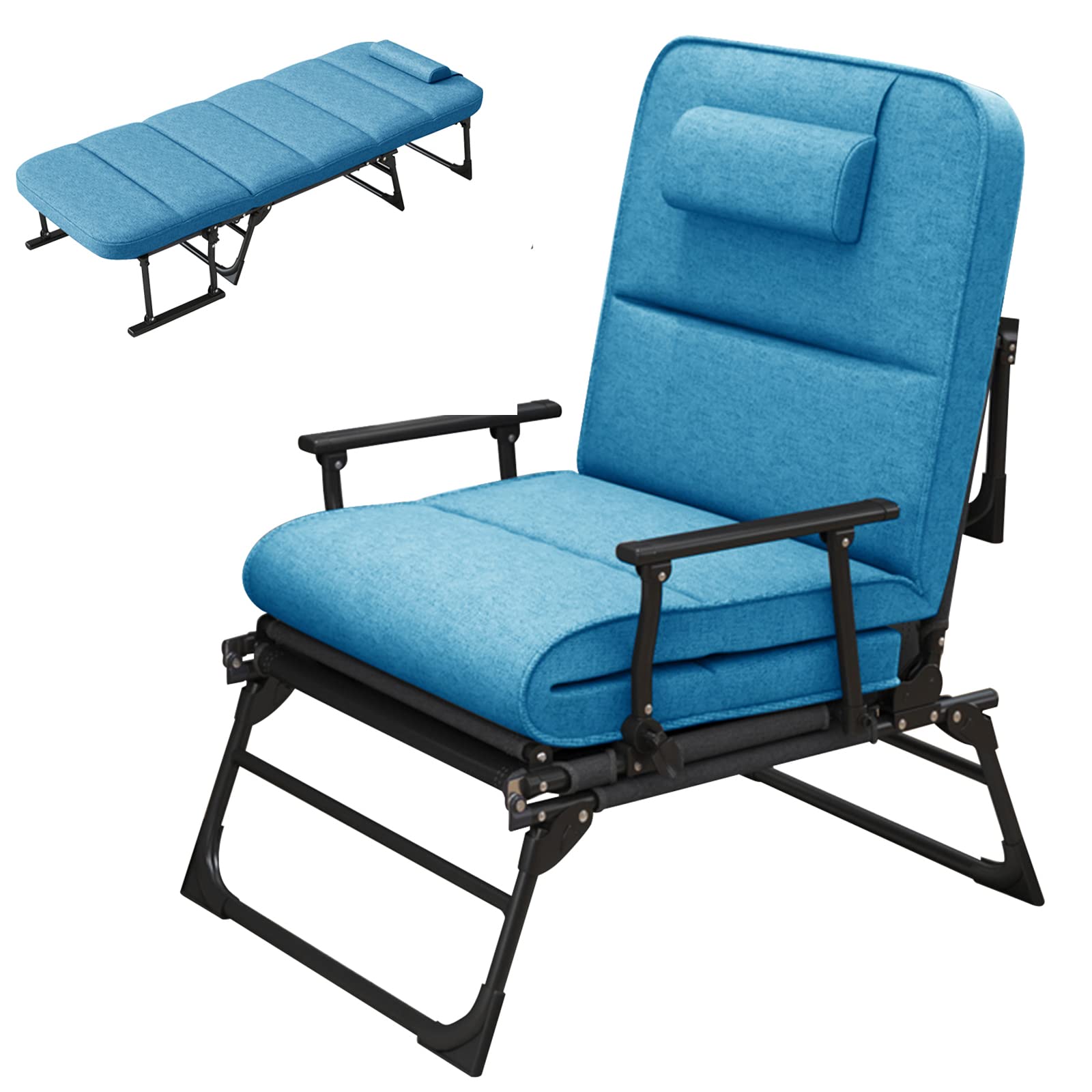 ABORON Convertible Bed Chair - Single Bed Frame with Mattress - Foldable Guest Bed for Home, Office & Camping - Emergency Cot & Space Saving Hideaway Bed - Perfect for Small Spaces, Sleepovers & Outdoor Adventures