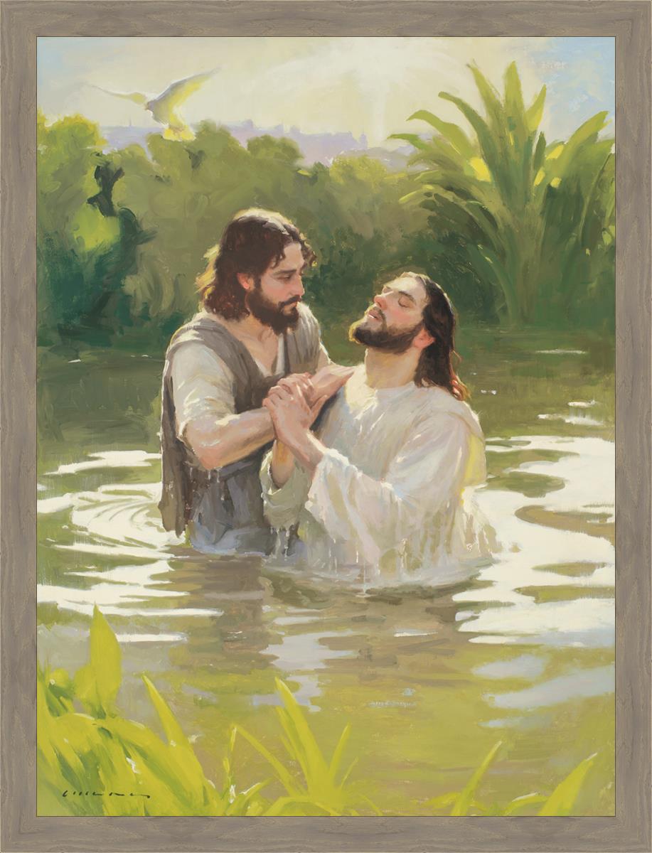 Baptism of The Savior Large Wall Art - Religious Christian Home Decor for Church, Living Room & Office - Inspirational Scripture Painting