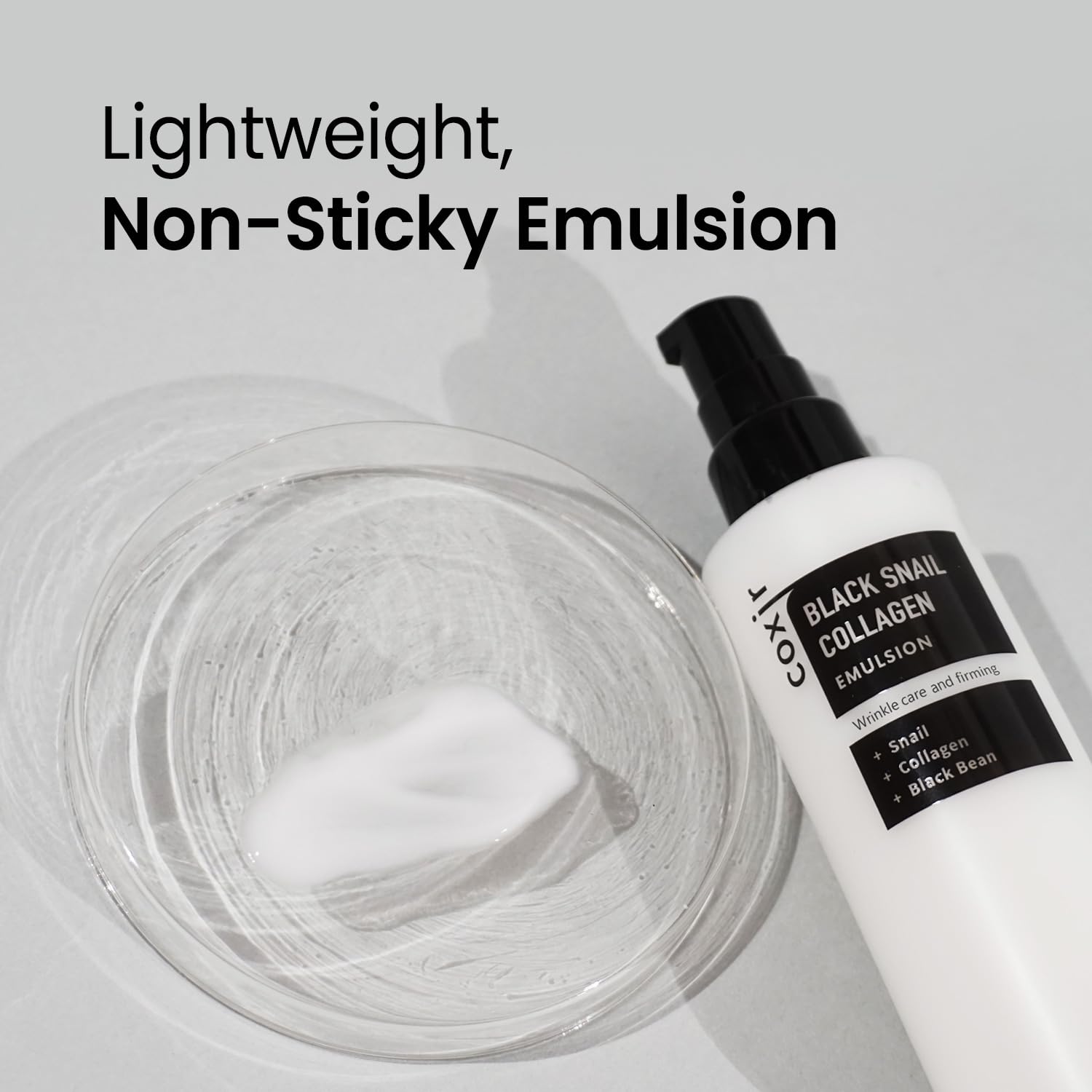 Coxir Black Snail Collagen Cream 1.69 fl.oz + Emulsion 3.38 fl.oz | Korean Snail Mucin Skincare Set for Firming & Moisturizing, Anti-Aging Face Cream, Cruelty-Free | Day & Night Hydration Routine for Dry & Sensitive Skin