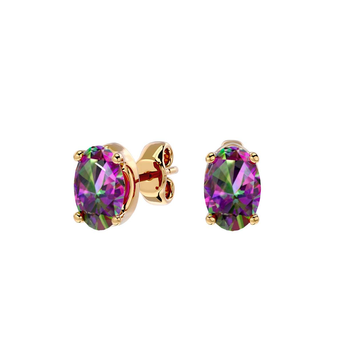 2/3 Carat Oval Stud Earrings for Women - 14k Gold Birthstone Jewelry with Push Back Setting | Elegant Gift for Anniversary, Birthday & Special Occasions | VVS Gems