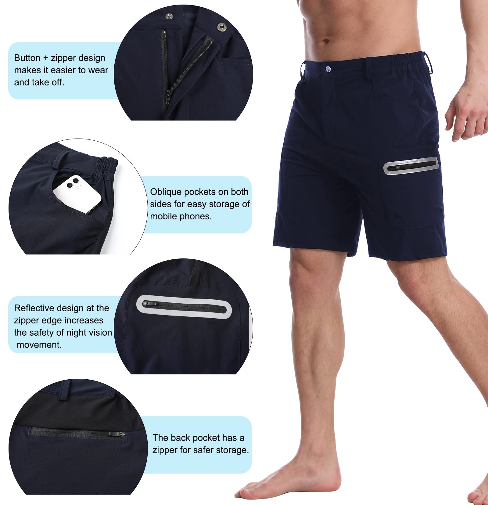 Surenow Men's Hiking Cargo Shorts - Lightweight Quick-Dry Outdoor Shorts with Pockets for Summer, Fishing, Camping & Travel | Perfect for Adventure & Casual Wear