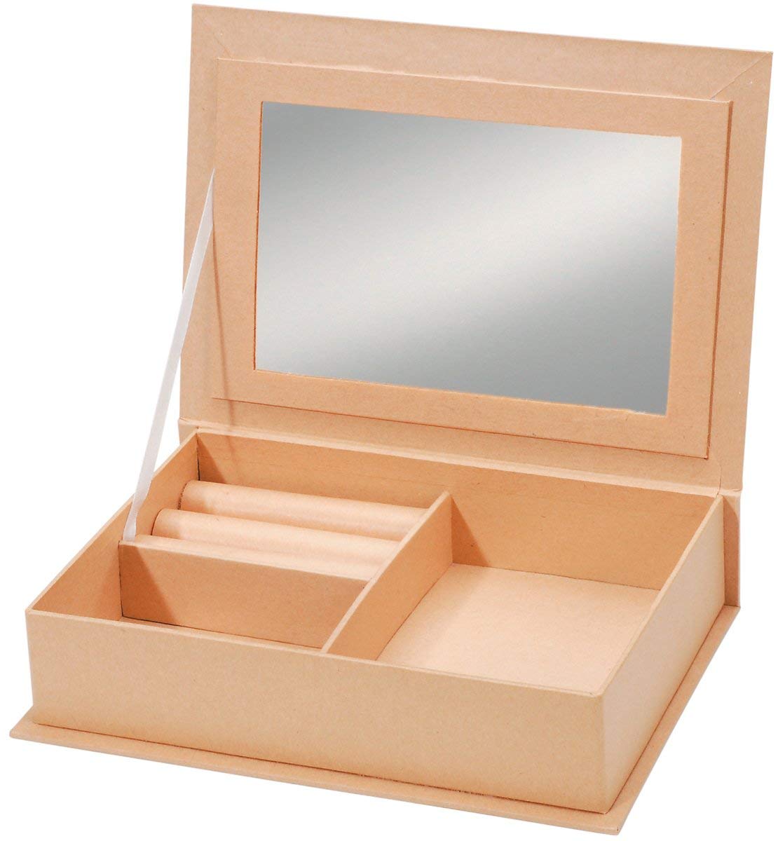 Darice Paper Mache Jewelry Box with Mirror - Handmade Decorative Storage for Rings, Necklaces & Accessories - Perfect for Bedroom Vanity, Dresser & Gift Giving
