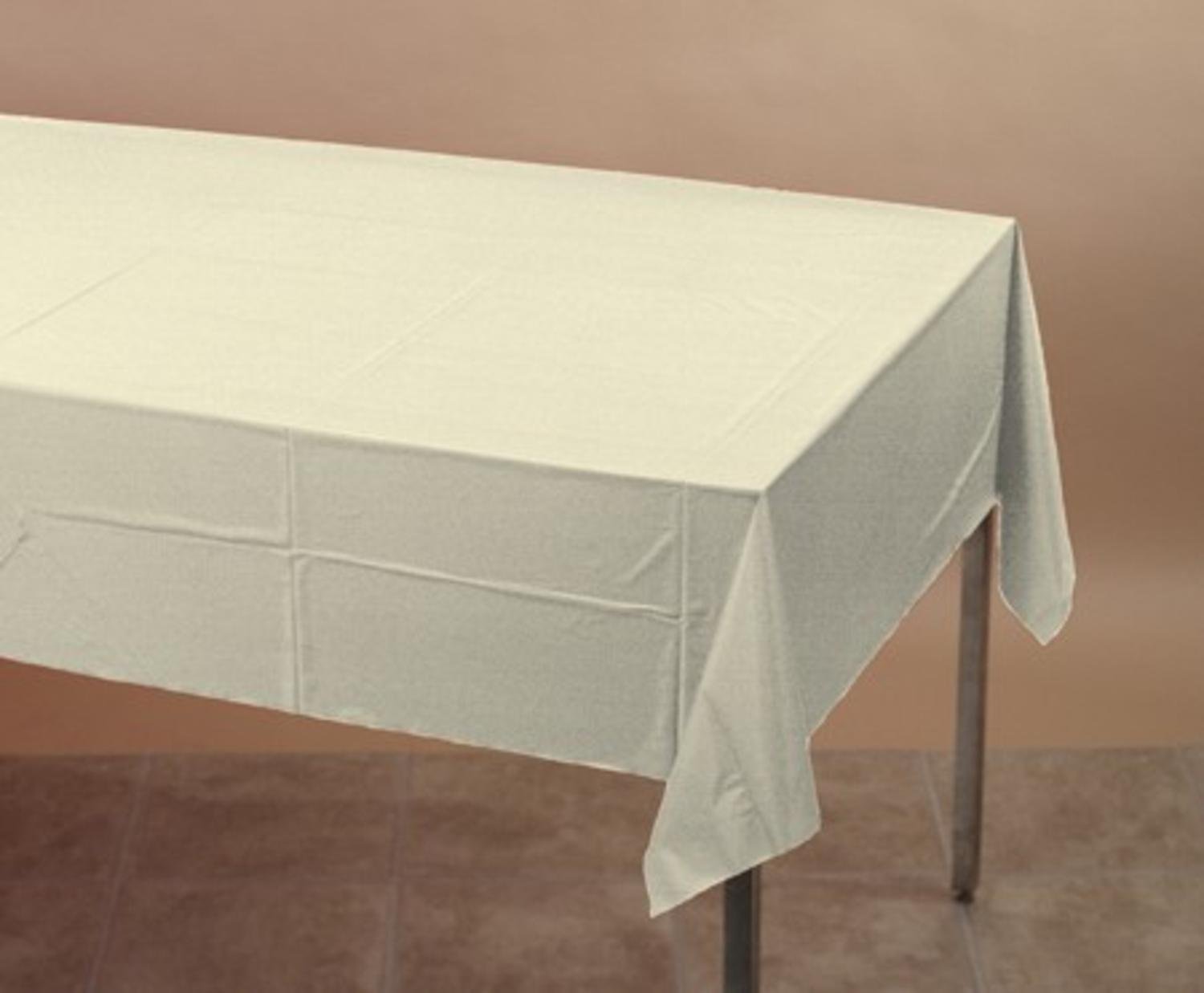 12-Pack Ivory Disposable Plastic Table Covers for Banquets & Parties (108