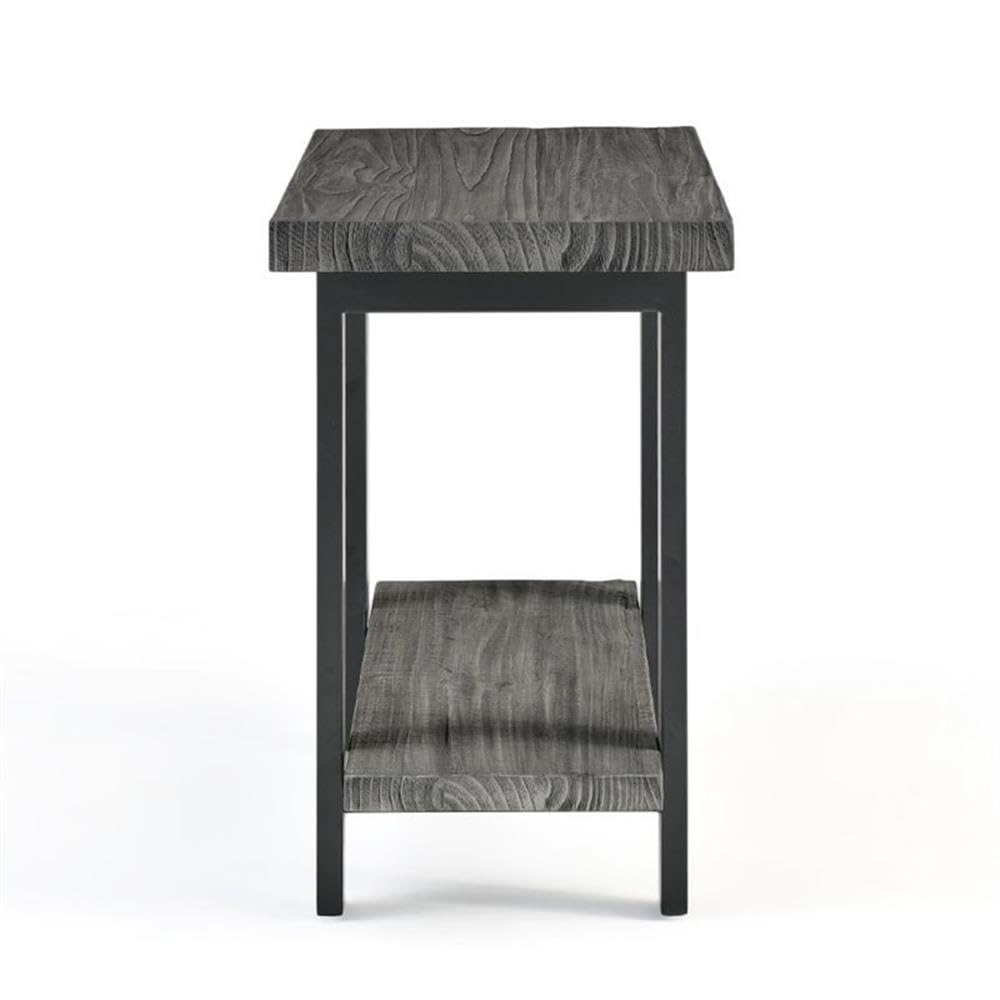 Alaterre Pomona 2-Tier End Table - Rustic Metal & Solid Wood Side Table with Slate Gray Shelves for Living Room, Bedroom, or Office - Modern Farmhouse Home Decor Furniture