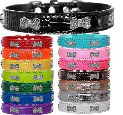 Crystal Bone Dog Collar with Rhinestones - Sparkling Adjustable Pet Collar for Small Medium Dogs - Perfect for Daily Walks, Training & Special Occasions