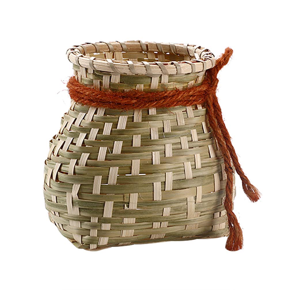 Handmade Woven Bamboo Basket - Natural Seagrass Storage Container for Fruits, Plants & Home Decor | Perfect for Kitchen Organization, Bathroom Storage & Indoor Decor (Size S) | Eco-Friendly Tea Container & Fishing Basket Alternative