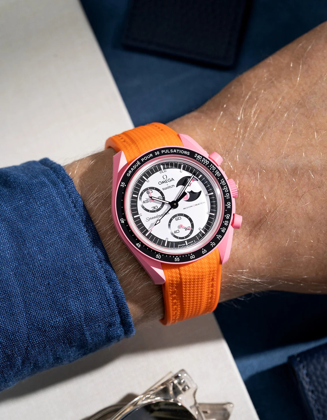 Original Omega X Swatch MoonSwatch Mission to The Pink Moonphase Rubber Watch Strap - Replacement Band for Stylish & Comfortable Wear - Perfect for Casual, Sports & Everyday Use