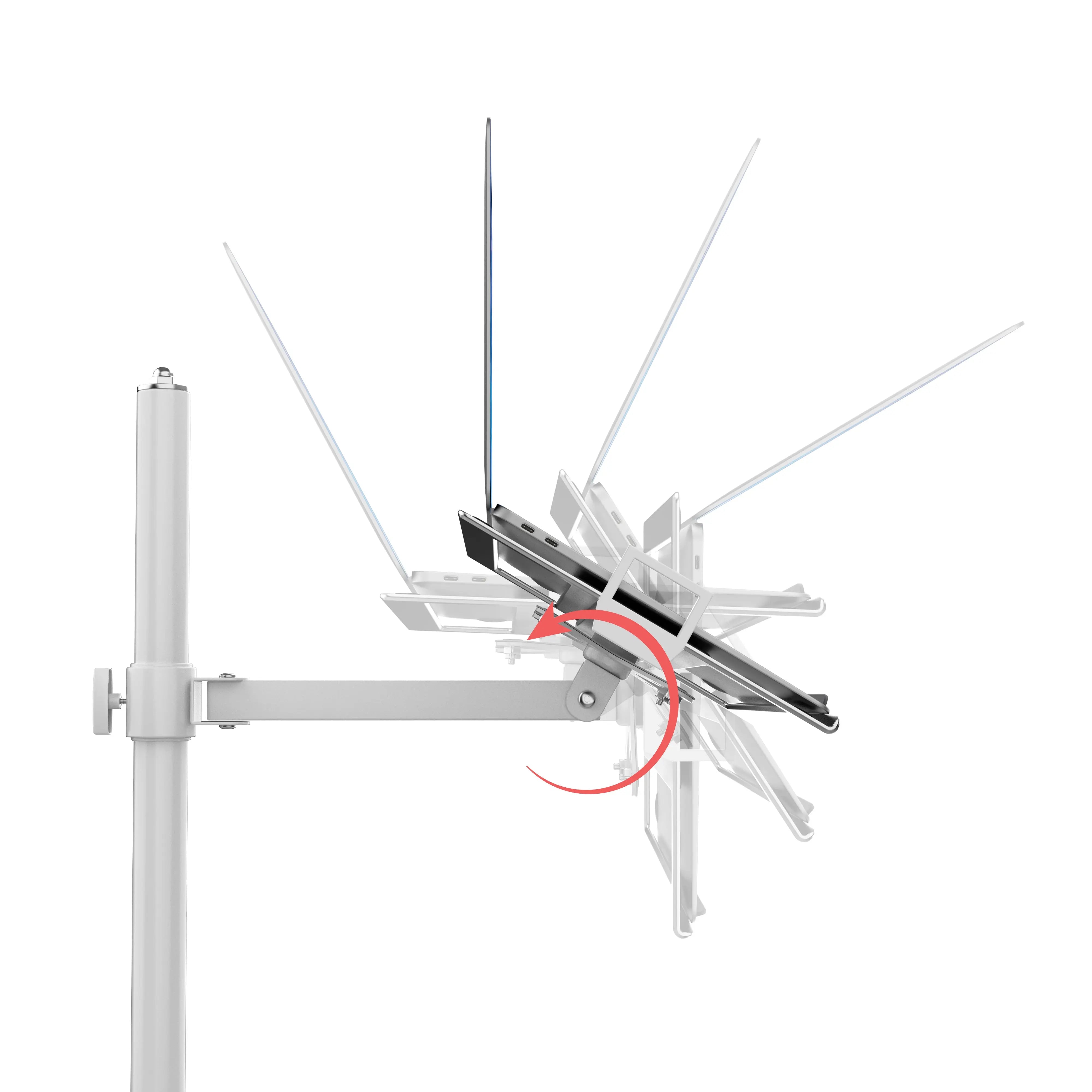 Adjustable Articulating Laptop Mount with Pole Clamp - Perfect for Standing Desks, Home Offices, and Studio Setups