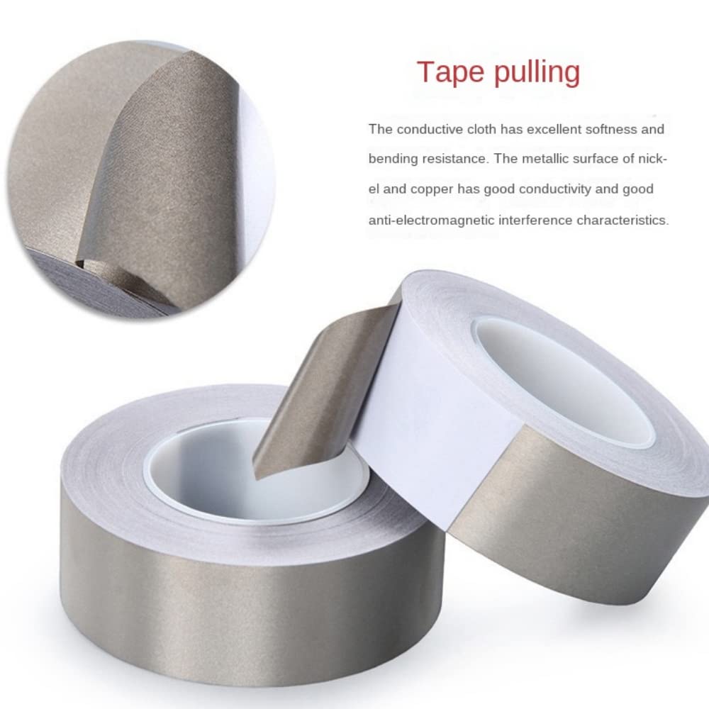 Nickel Copper Faraday Tape - 20ft EMI Shielding Conductive Fabric Tape for RFID Blocking, Electrical Repairs & Faraday Cage Construction (2.5 Inch Wide) - Perfect for Home Security, Electronics Protection & Signal Isolation Projects