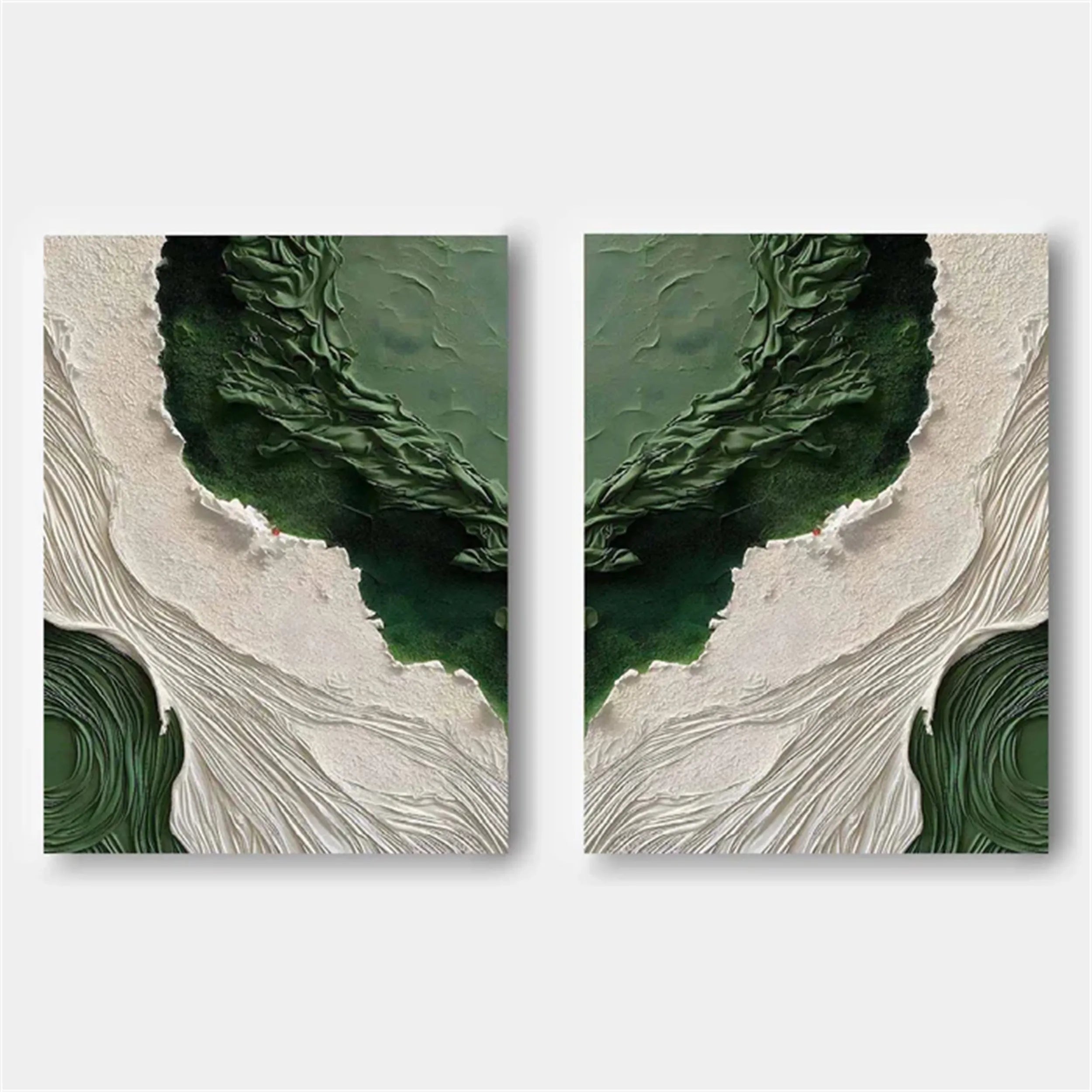 Abstract Blue & Green Wall Art Set of 2 Canvas Prints - Modern Home Decor for Living Room, Bedroom & Office #BG061