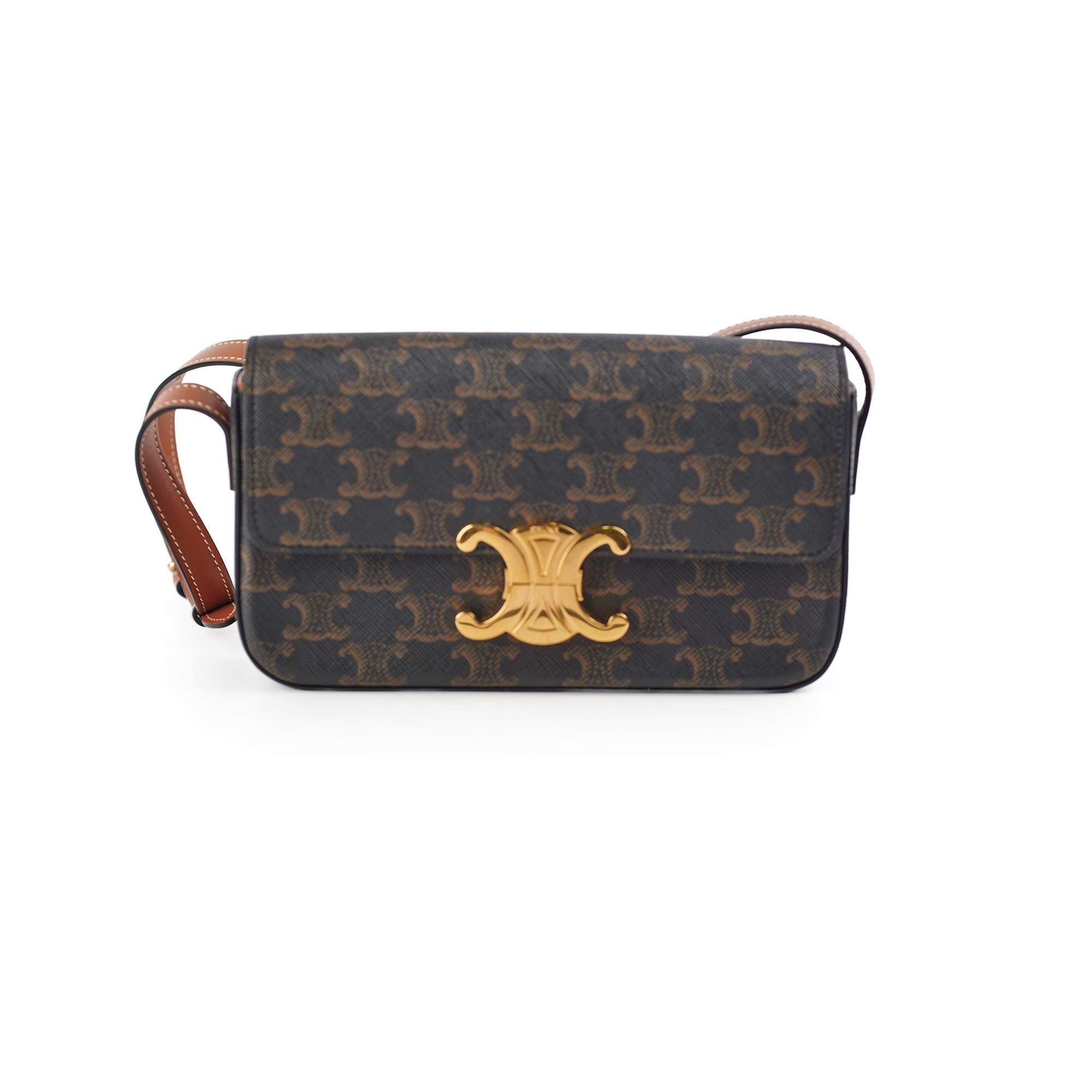 Celine Triomphe Canvas Shoulder Bag for Women - Luxury Designer Crossbody Purse with Adjustable Strap, Perfect for Work, Travel & Everyday Use