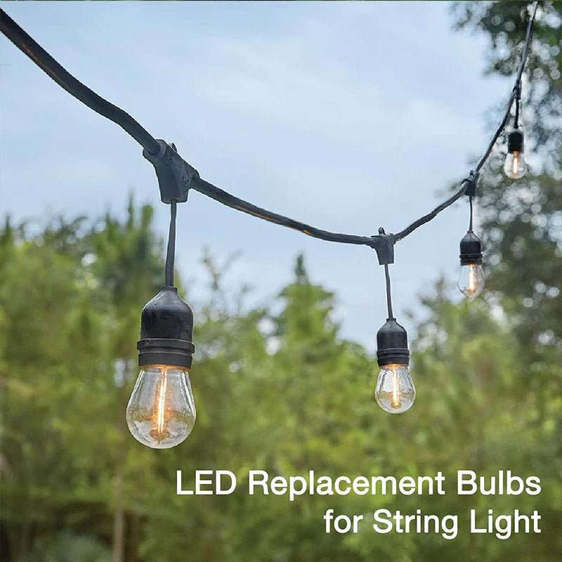 15M Plug-in Festoon String Lights with Globe Bulbs - Outdoor Christmas, Garden, Party & Patio Decorations for Holiday, Wedding & Backyard Lighting