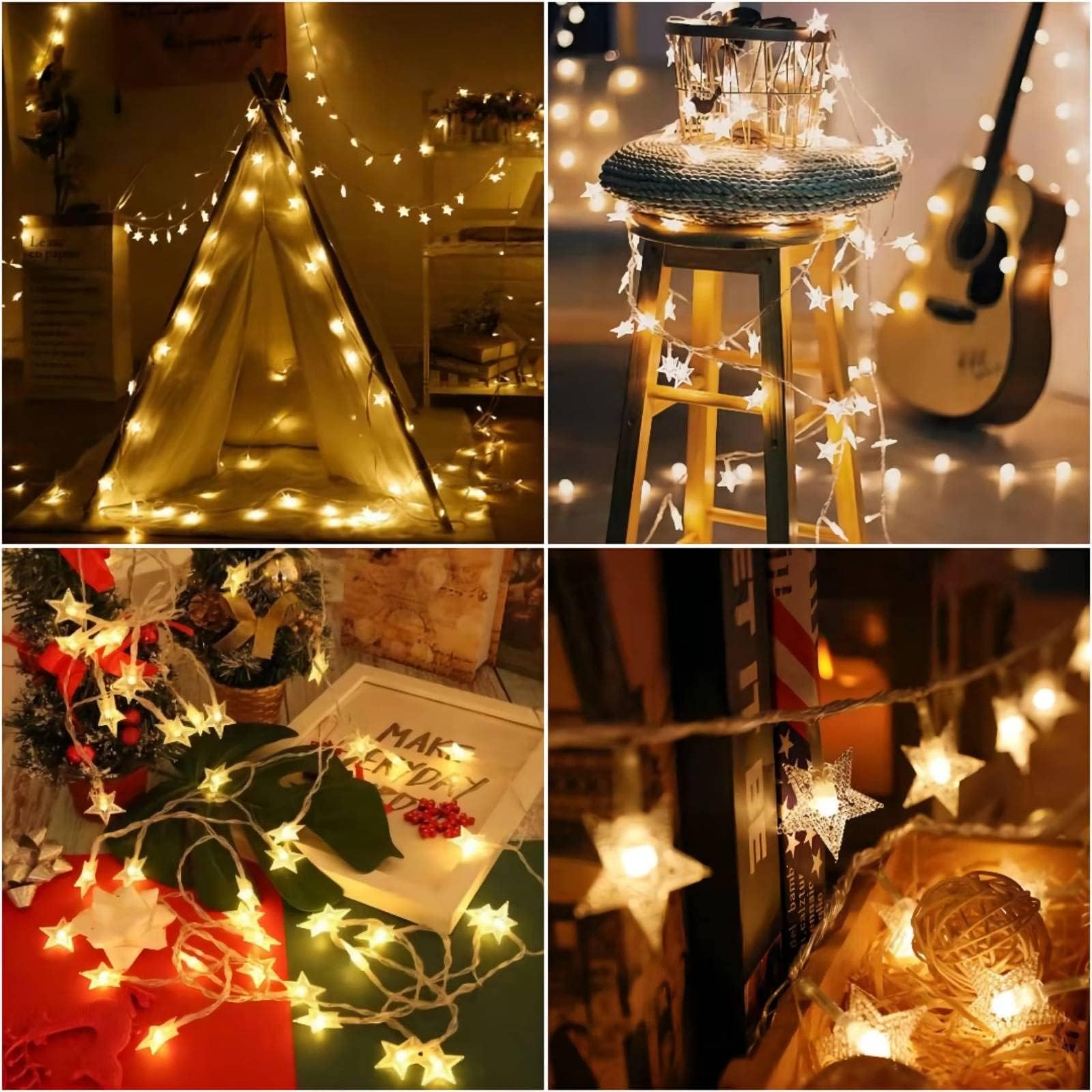 Ramadan Decorations Star String Lights - 20 FT 40 LED Battery Operated Twinkle Fairy Lights in Warm White for Bedroom, Office, Home, Camper - Indoor & Outdoor Eid, Christmas Tree Decor - Perfect for Ramadan, Eid Celebrations, Holiday Parties, and Cozy Home Ambiance