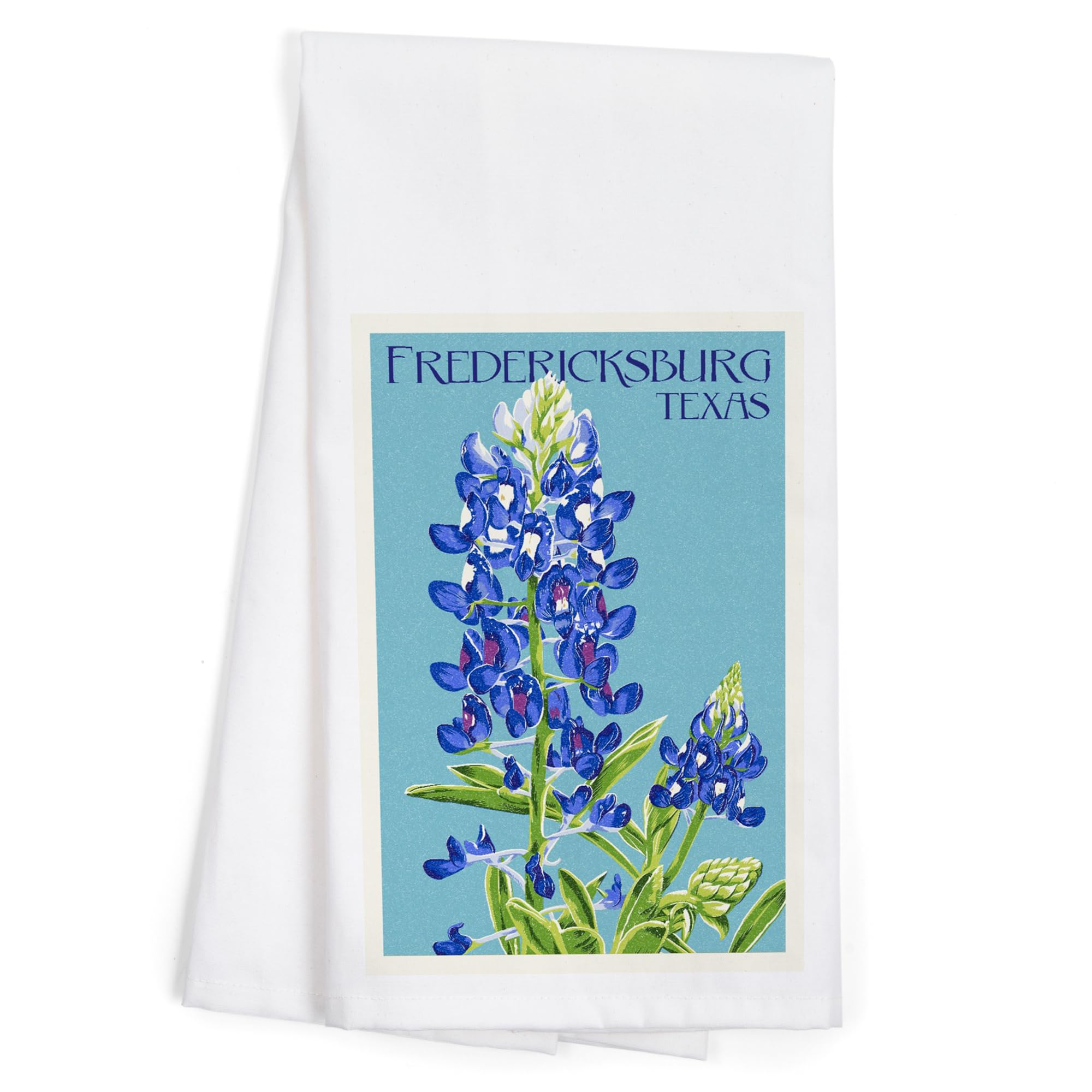 Fredericksburg Texas Bluebonnet Letterpress Tea Towel - 100% Cotton Decorative Hand Towel for Kitchen & Home | Perfect for Gift, Decor & Daily Use