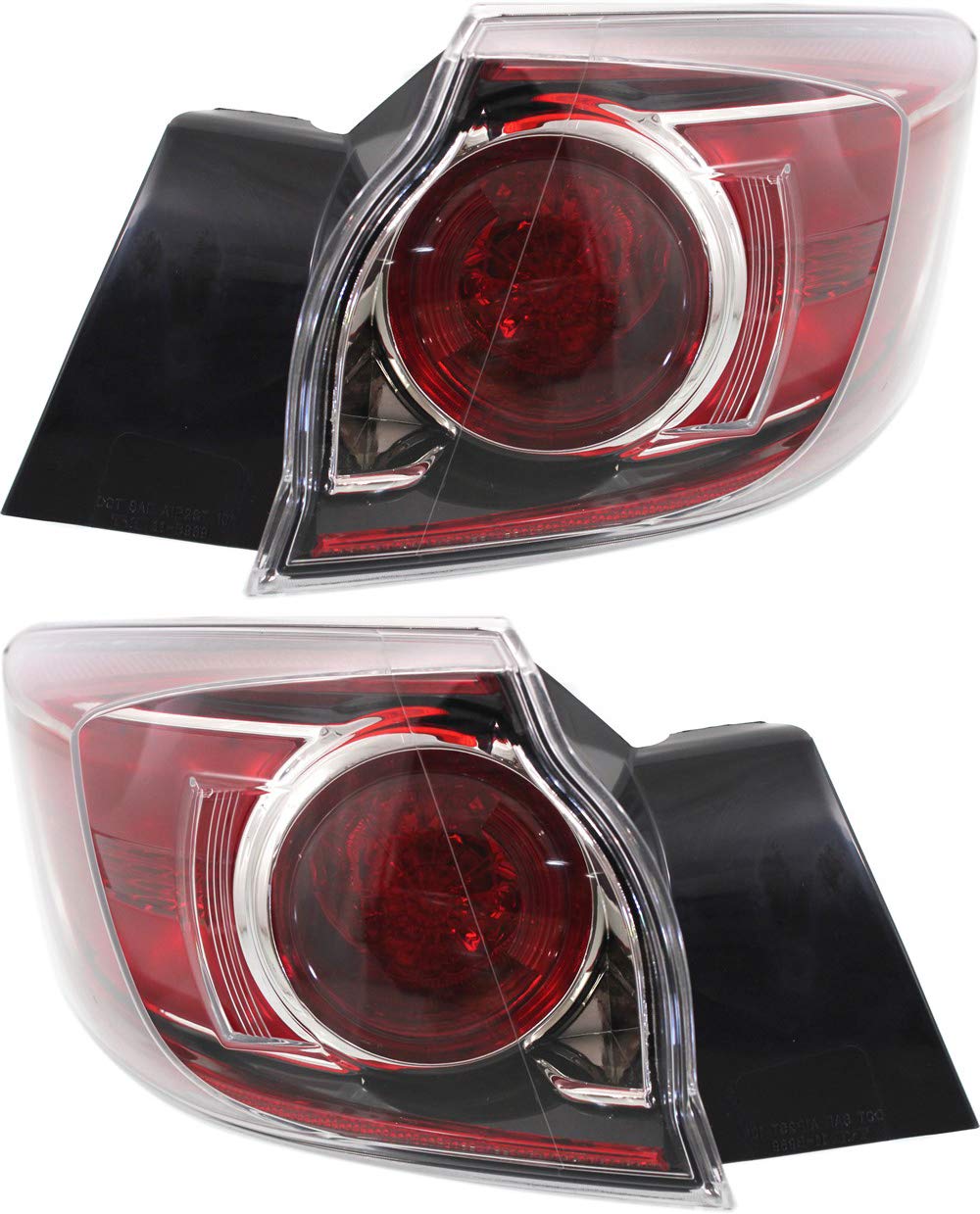 Garage-Pro 2-Piece Tail Light Set Compatible with 2010-2013 Mazda 3 Hatchback - Halogen Bulbs Included - Driver & Passenger Side - Body Mounted Standard Type - Perfect for Night Driving & Vehicle Safety Enhancement