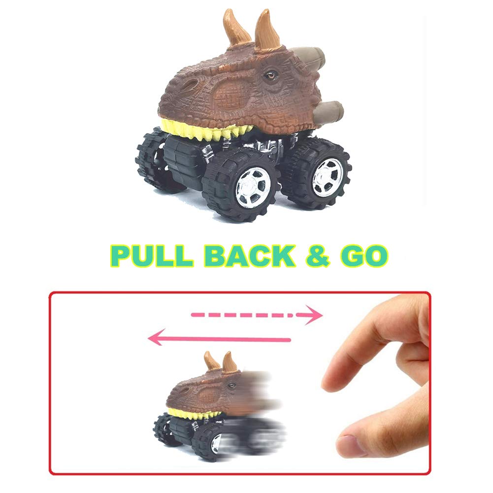Dinosaur Car Toys for Kids Ages 2-7 - 4-Pack Pull Back Vehicles for Boys & Girls | Perfect as Birthday Gifts, Christmas Stocking Stuffers, Easter Basket Fillers | Great for Pretend Play, Party Favors & Educational Fun