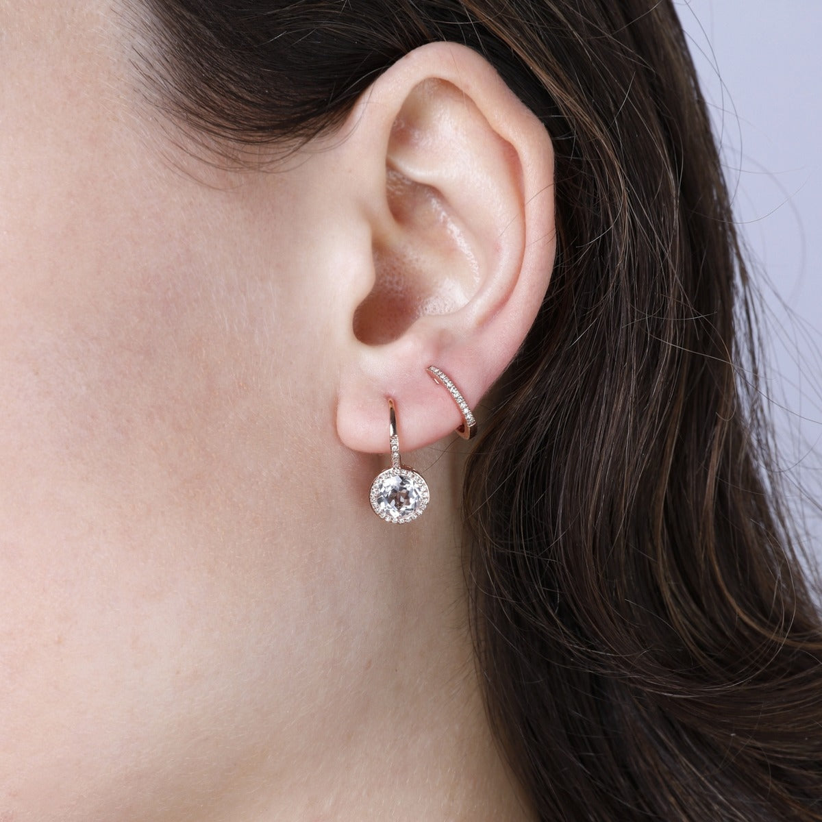 14K White Gold White Topaz & Diamond Leverback Earrings for Women | Elegant Dangle Earrings for Weddings, Parties & Special Occasions