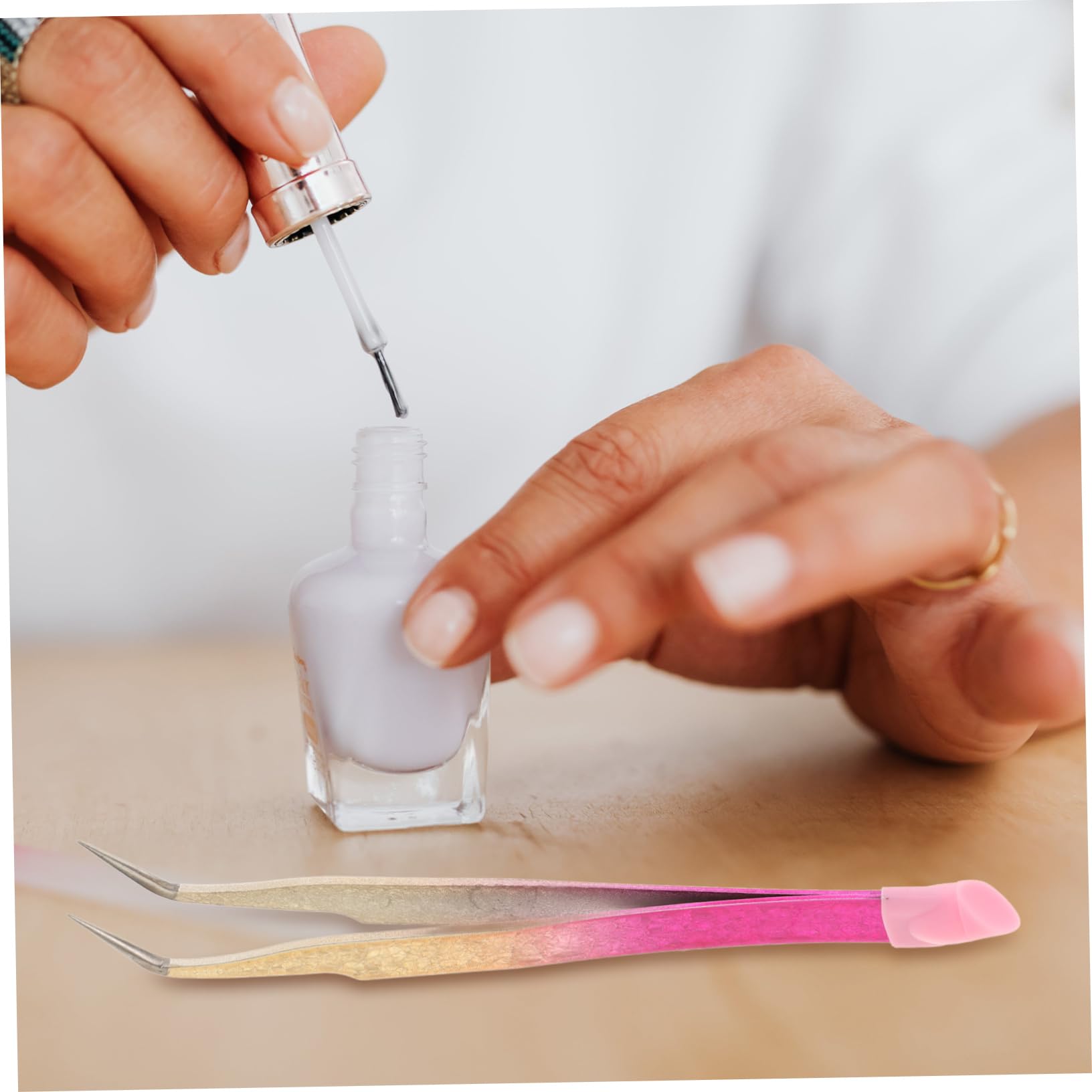 Precision Manicure Tweezers for Nail Stickers & Eyelash Extensions - Professional Nail Art Tweezers for Stickers, False Lashes & Beauty Applications - Perfect for Salon, Home Use & DIY Nail Designs