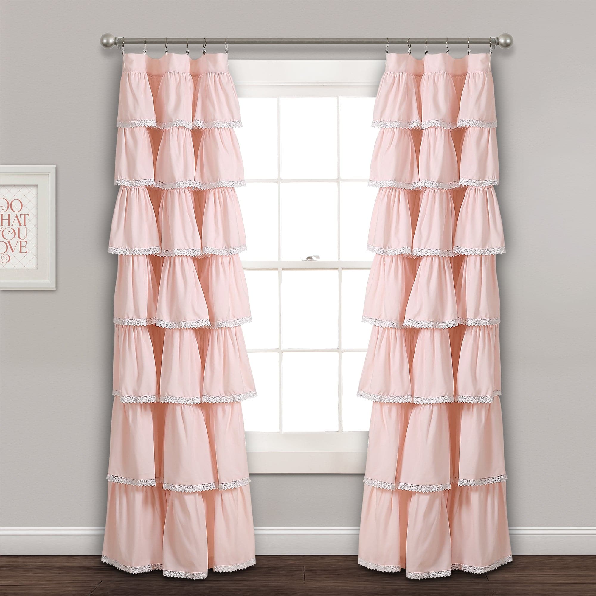 Elegant Lace Ruffle Window Curtain Panel - Sheer White Voile Drapes for Living Room, Bedroom & Nursery - Light Filtering Privacy Window Treatment for Home Decor