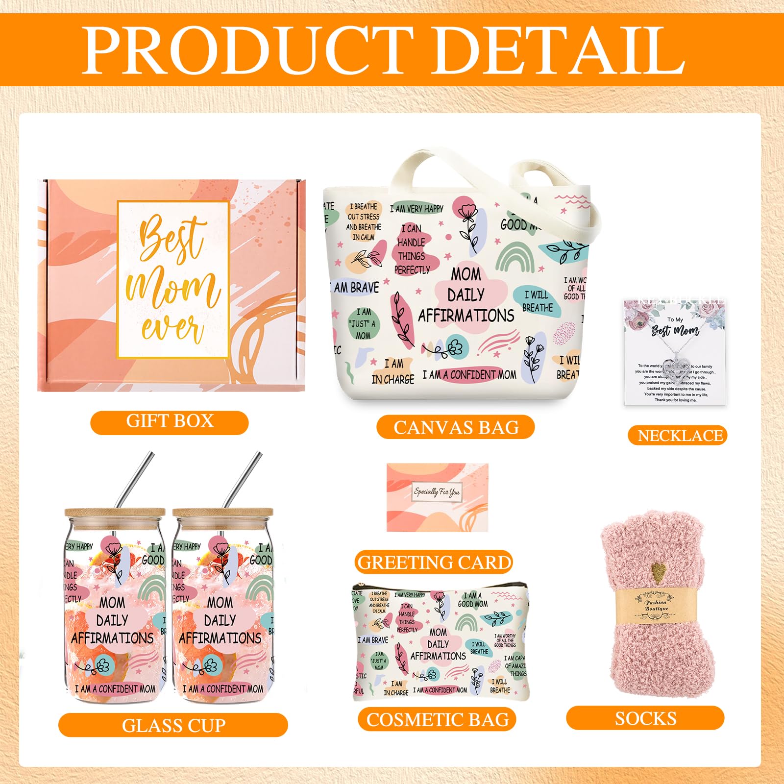 Best Christmas Gifts for Mom - Personalized Mom Necklace & Canvas Tote Bag Set - Thoughtful Birthday Present from Daughter or Son - Perfect for Mother's Day, Anniversary & Special Occasions