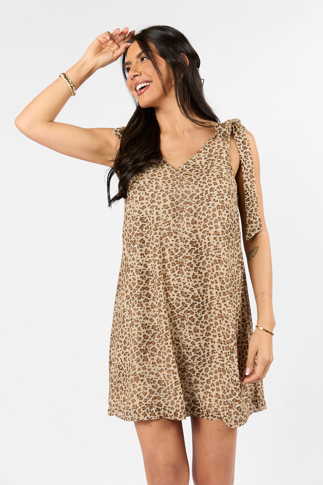 Wild Love Leopard Print Tie Shoulder Dress - Sexy Animal Print Party Dress for Women | Perfect for Night Out, Club Wear & Special Occasions