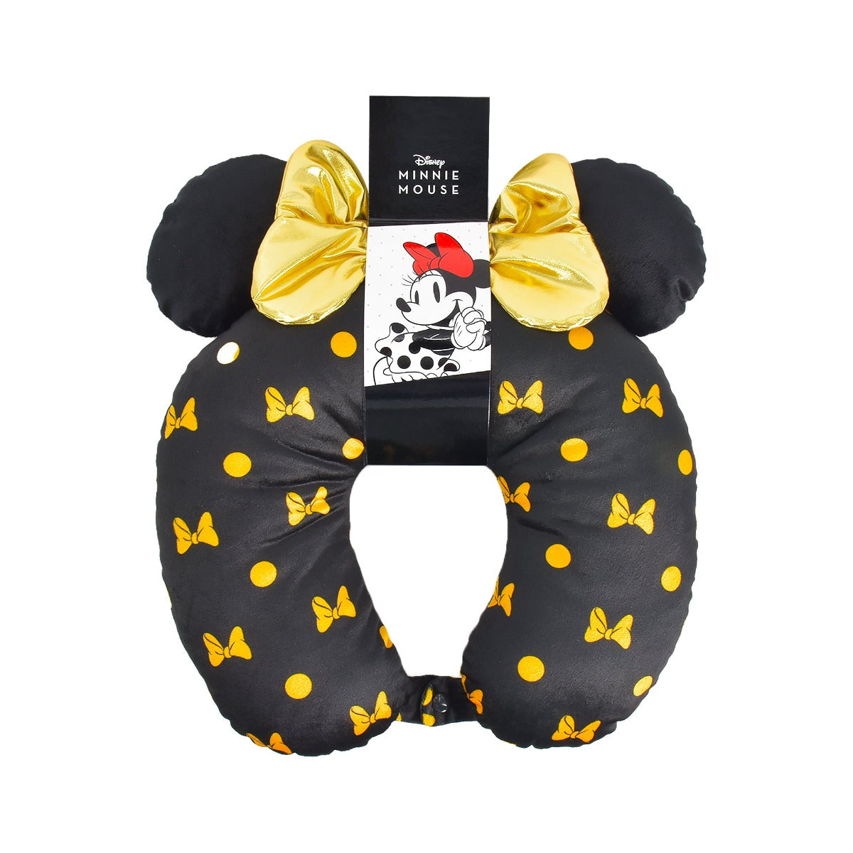 Disney Minnie Mouse Travel Neck Pillow with 3D Ears & Bow - Soft Plush Airplane Pillow for Kids & Adults - Perfect for Flights, Road Trips & Nap Time