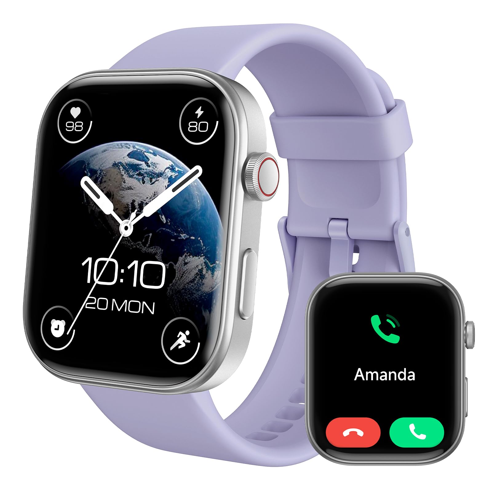Fitpolo GTX12 Smart Watch for Women - Compatible with Android & iPhone, Fitness Tracker, Heart Rate Monitor, Sleep Tracking (Black/Deep Purple) - Perfect for Workouts, Running & Daily Activity Tracking