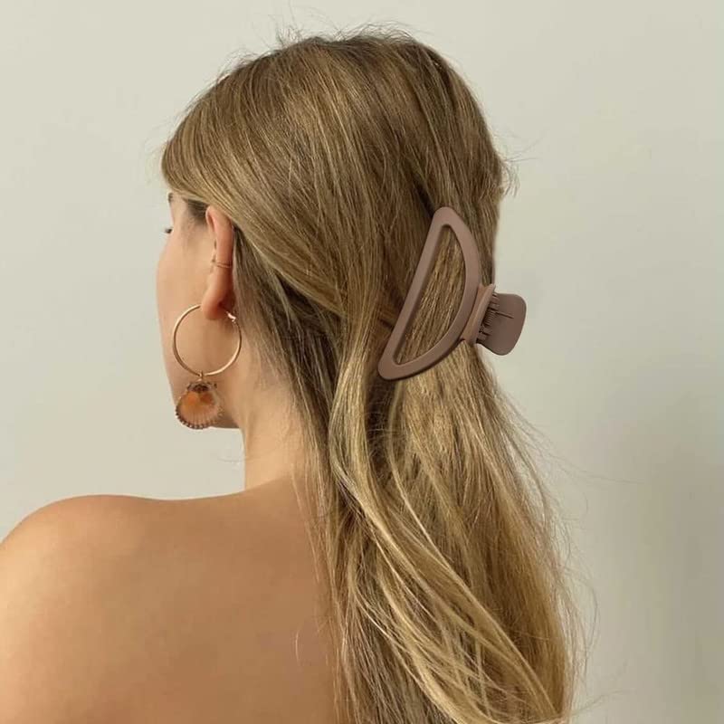 FAMEZA 4Pcs Matte Neutral Claw Hair Clips for Thin to Medium Hair - Non-Slip Semicircle Hair Clips for Women & Girls - Perfect for School, Work, Travel & Everyday Styling