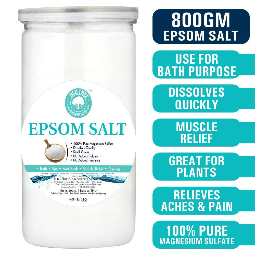 Old Tree Epsom Bath Salt Granules for Muscle Relief & Pain Relief - 800G Magnesium Sulfate Crystals - Relaxing Bath Soak for Sore Muscles, Stress Relief & Better Sleep