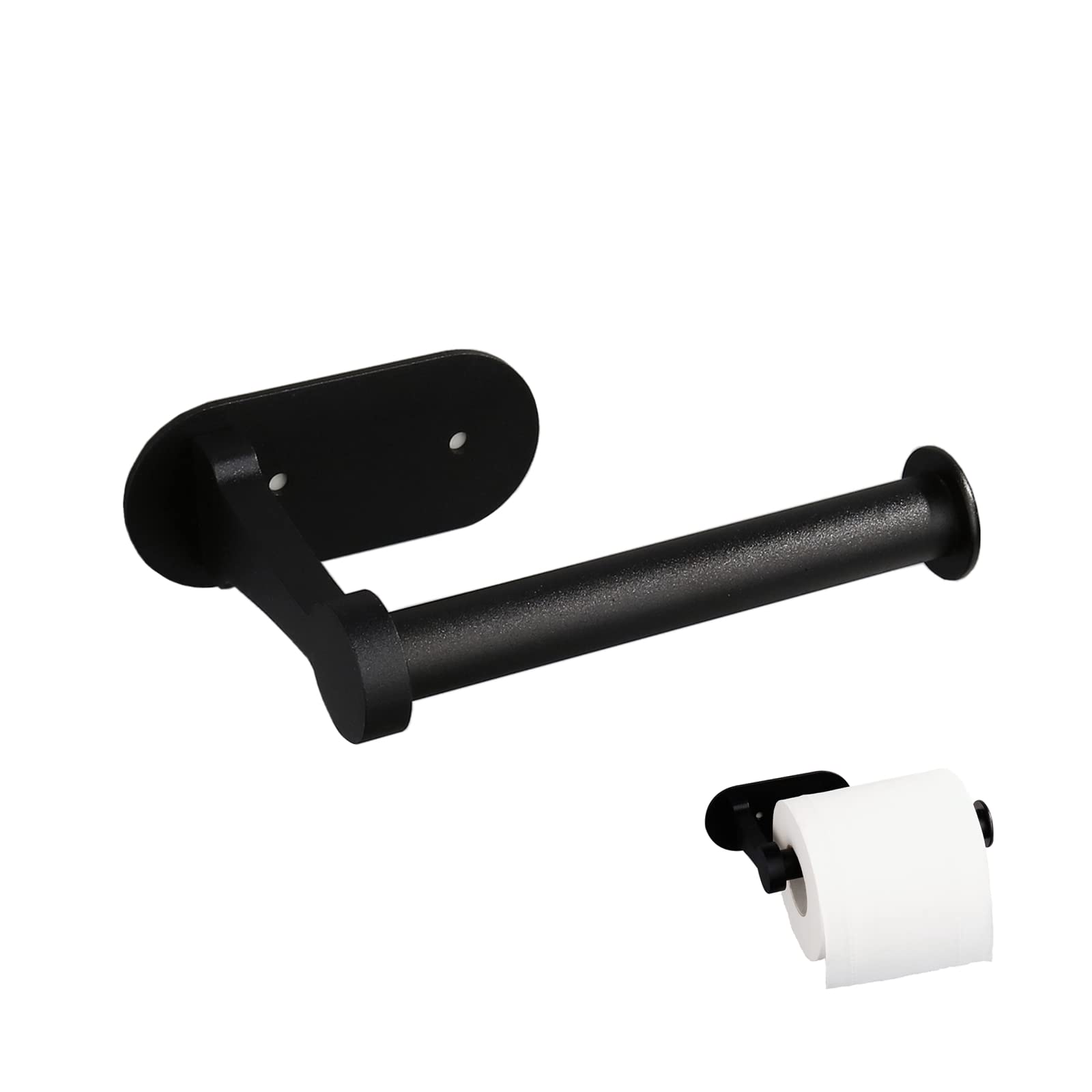 Havulhua Matte Black Toilet Paper Holder - Wall Mount Bathroom Tissue Roll Dispenser with Self-Adhesive & Screw Installation Options - Perfect for Home, Office, and RV Bathrooms (Black)