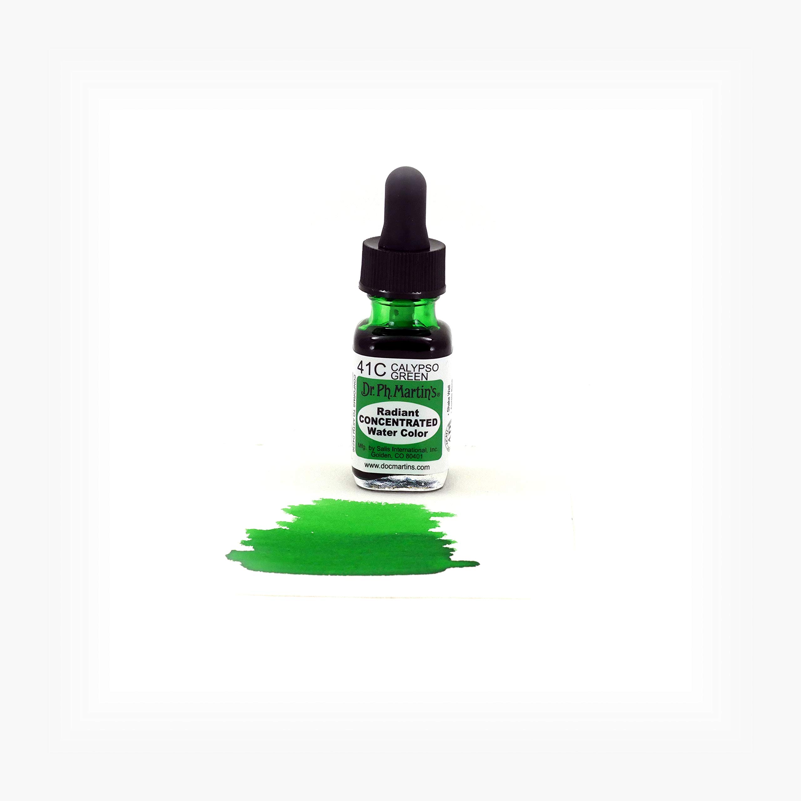 Dr. Ph. Martin's Radiant Concentrated Watercolor Paint - 0.5 oz Bottle, Calypso Green (41C) - Perfect for Watercolor Painting, Calligraphy & Art Projects