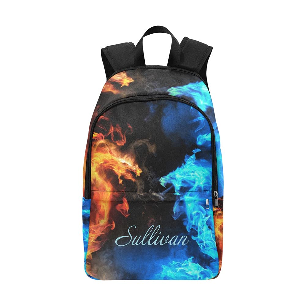Eiis Blue Red Fiery Dragon Personalized Backpack - 17 Inch Laptop Backpack for College, School & Travel - Durable Casual Daypack for Boys & Girls - Perfect for School, Work & Outdoor Adventures