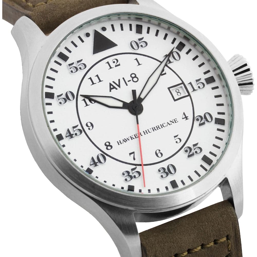 AVI 8 Hawker Hurricane Men's Military Watch - Brown Leather Strap - AV-4012-01 - Vintage Pilot Style Timepiece for Everyday Wear & Outdoor Adventures