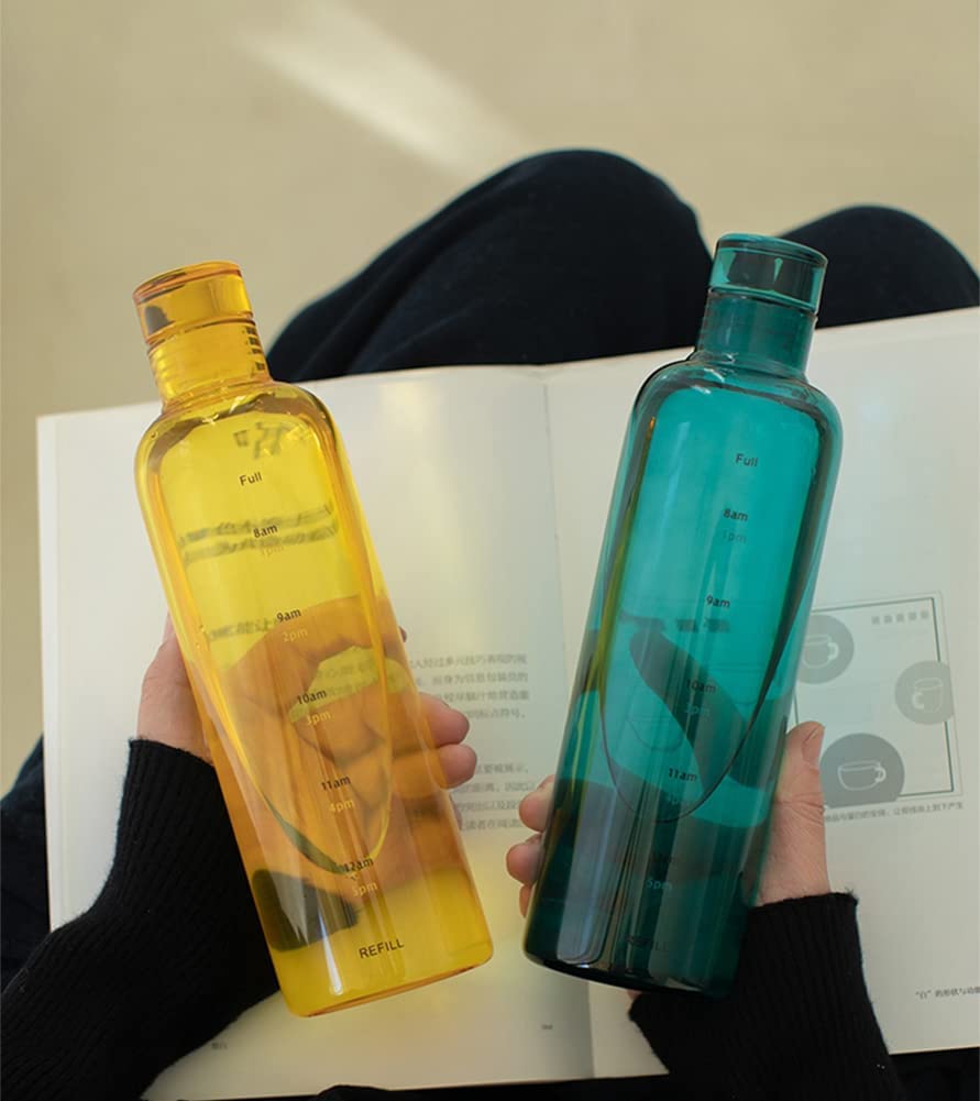 Premium Blue Glass Water Bottle with Insulated Sleeve & Time Markings - 20oz Leakproof Reusable Water Bottle for Juice, Milk, Tea - Perfect for Gym, Office, Hiking & Eco-Friendly Lifestyle