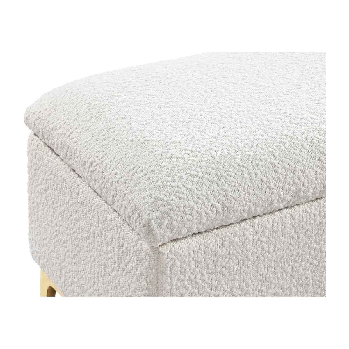 Georgia Boucle Storage Bench - Upholstered Ottoman with Removable Cushion for Entryway, Bedroom & Living Room - Stylish & Functional Home Decor