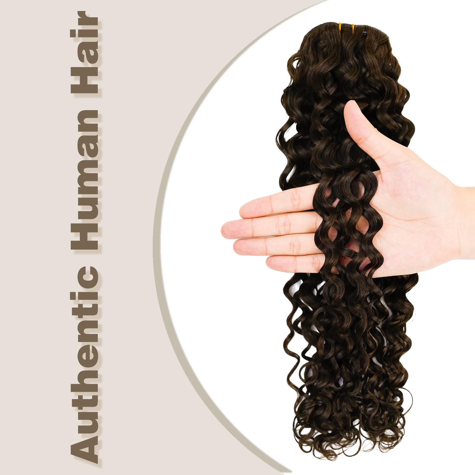 7pcs Curly Human Hair Clip-in Extensions with 16 Clips - 120g Soft Thick Wavy Real Human Hair in Dark Brown #2 for Volume & Length - Perfect for Parties, Weddings & Daily Styling